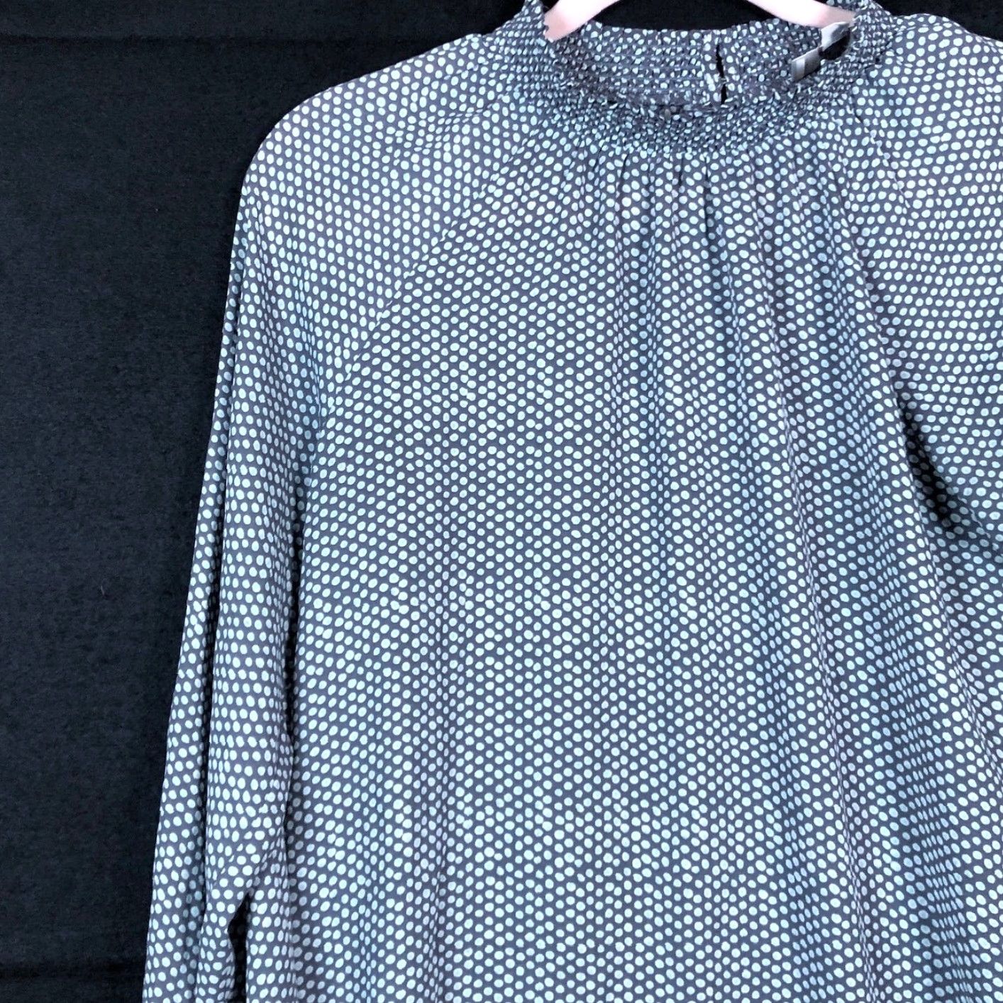 Loft VINTAGE LOFT Outlet Womens Blouse Gray Multi Polka Dot Mock Neck Long Sleeve Small Size S / US 4 / IT 40 - 4 Thumbnail