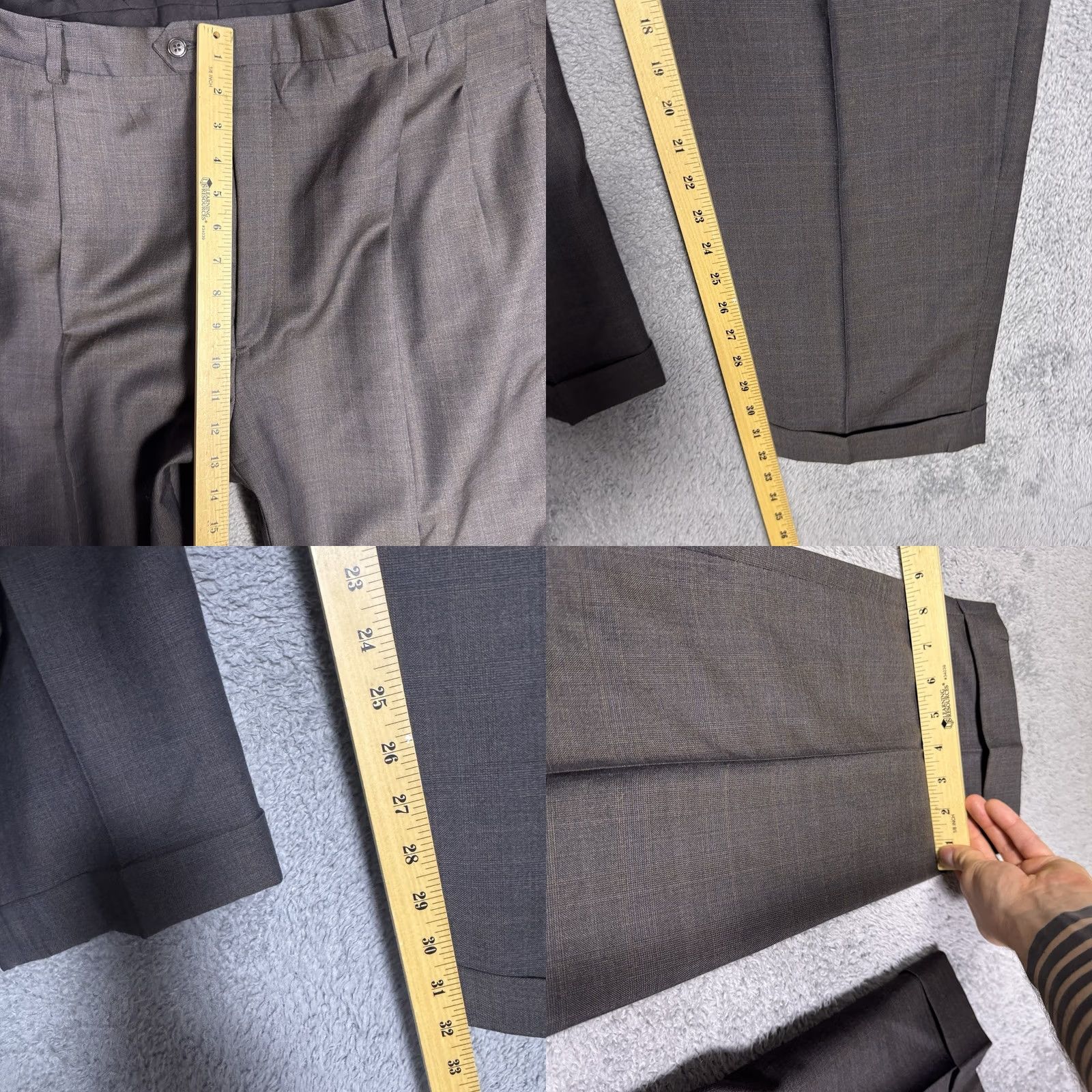 Hart Schaffner Marx Hart Schaffner Marx Gold Trumpeter Suit Mens 46R 42x32 Wool 2 Piece Set Cuffed Size 46R - 11 Thumbnail