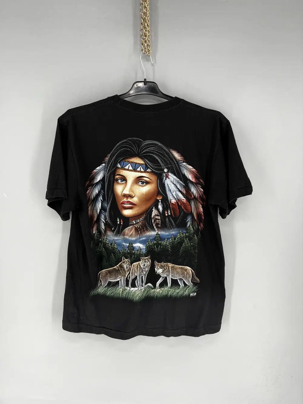 Band Tees × Vintage Donna Maglia RAGAZZA INDIANA NATIVI USA viaggio America moto Size US L / EU 52-54 / 3 - 8 Thumbnail