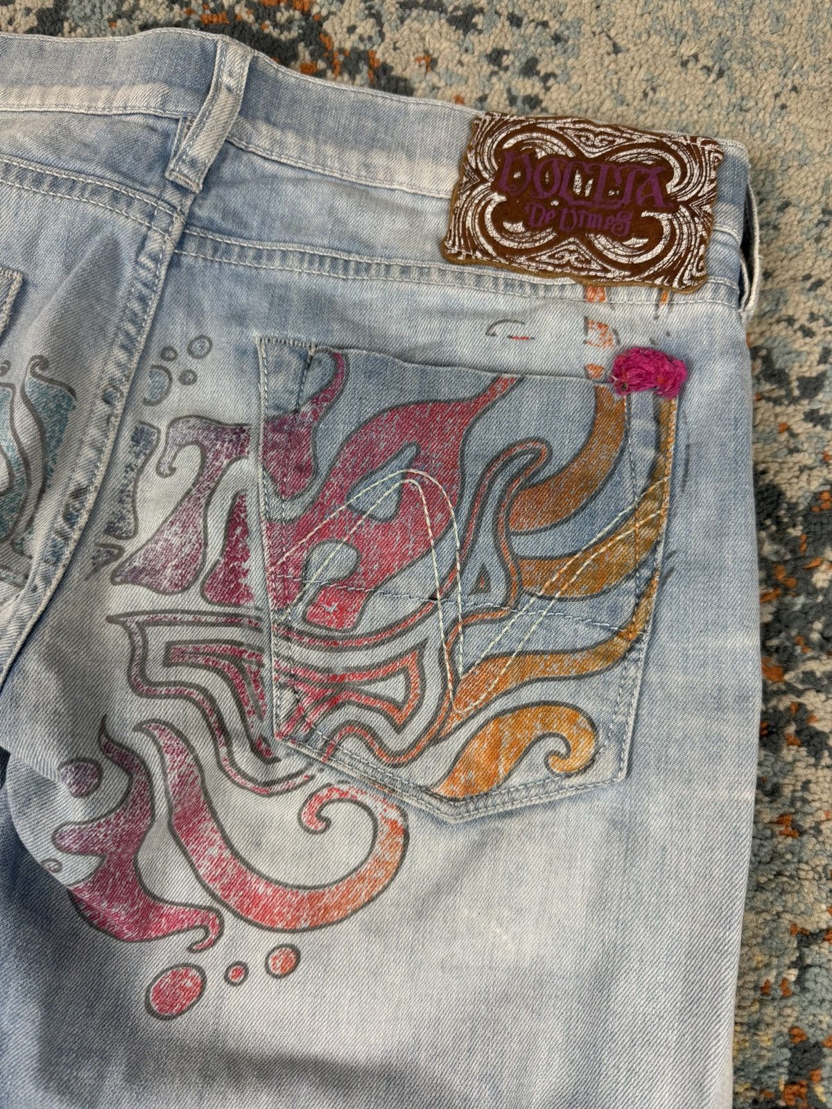 Japanese Brand Vintage Y2K Nolita bell bottom flared printed denim jeans Size 28" / US 6 / IT 42 - 9 Thumbnail
