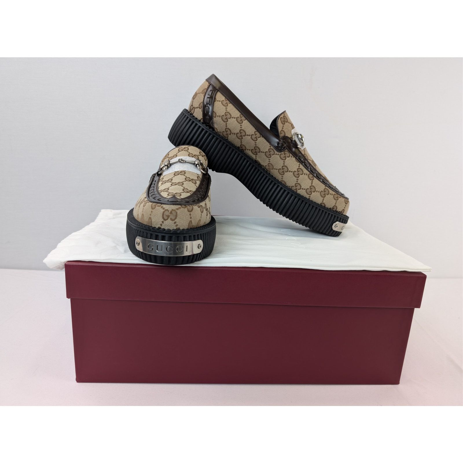 Gucci o1rshd1 GG canvas Moccasin Fabric Creeper Loafers Boots Size US 11 / EU 44 - 16 Thumbnail