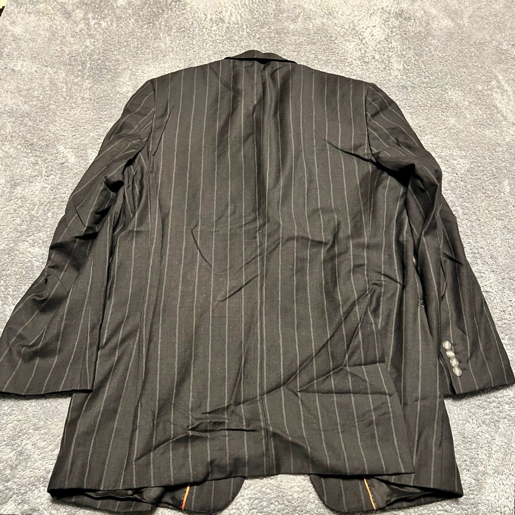 Crombie Crombie Blazer Jacket Mens 44 Long Grey Pinstripe Wool 2 Button Super 110 Size 44R - 3 Thumbnail