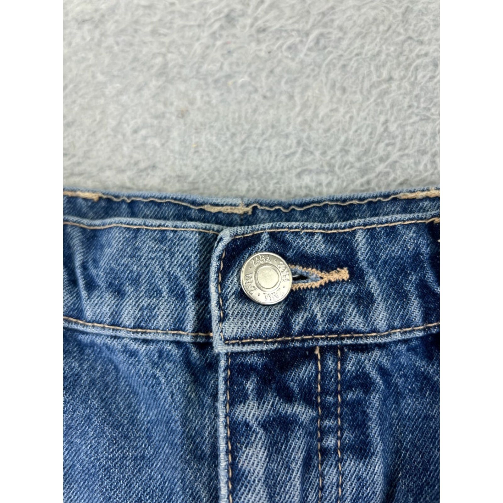 Zara Zara Jeans Women Blue Denim 25x27 High Rise Straight Leg Cotton Stretch Vintage No Size 42" / US 20 - 6 Thumbnail