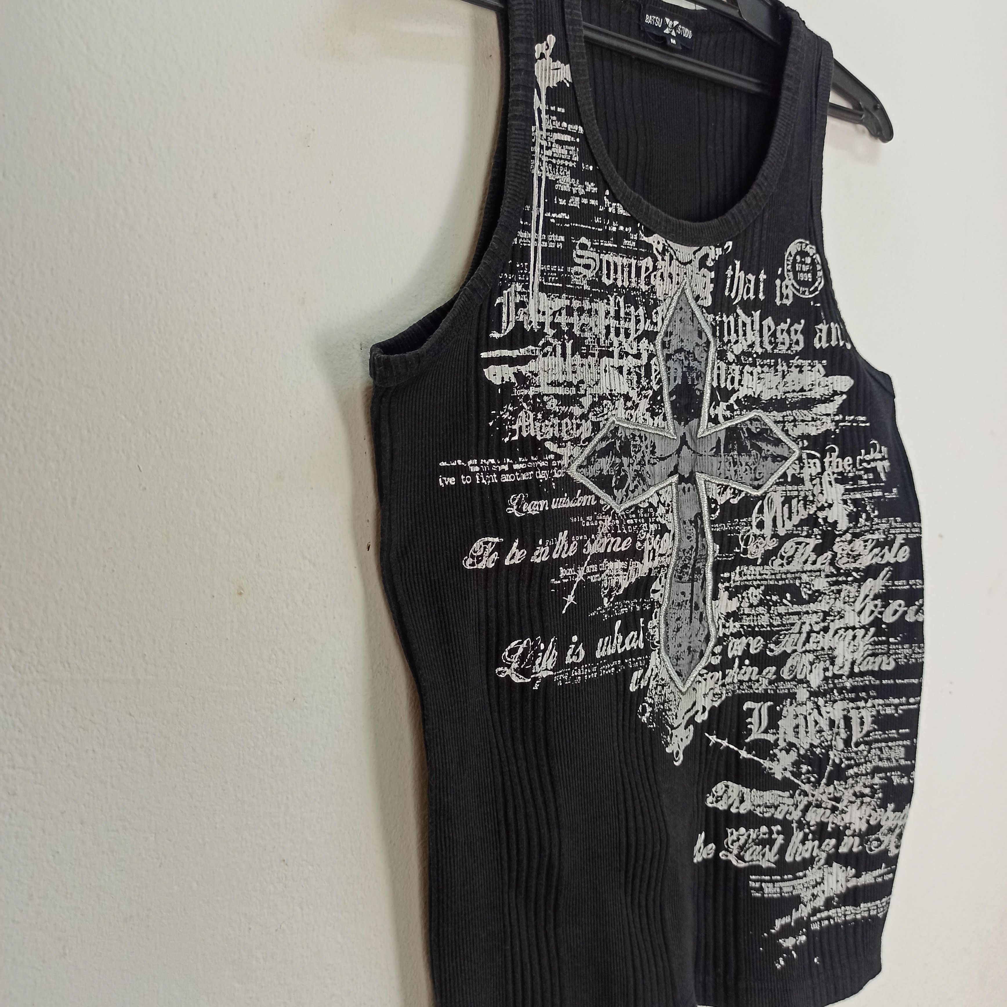 If Six Was Nine Rare Batsu Studio Poem Tank Tops Tees Cross Logo spell out Size US M / EU 48-50 / 2 - 2 Thumbnail
