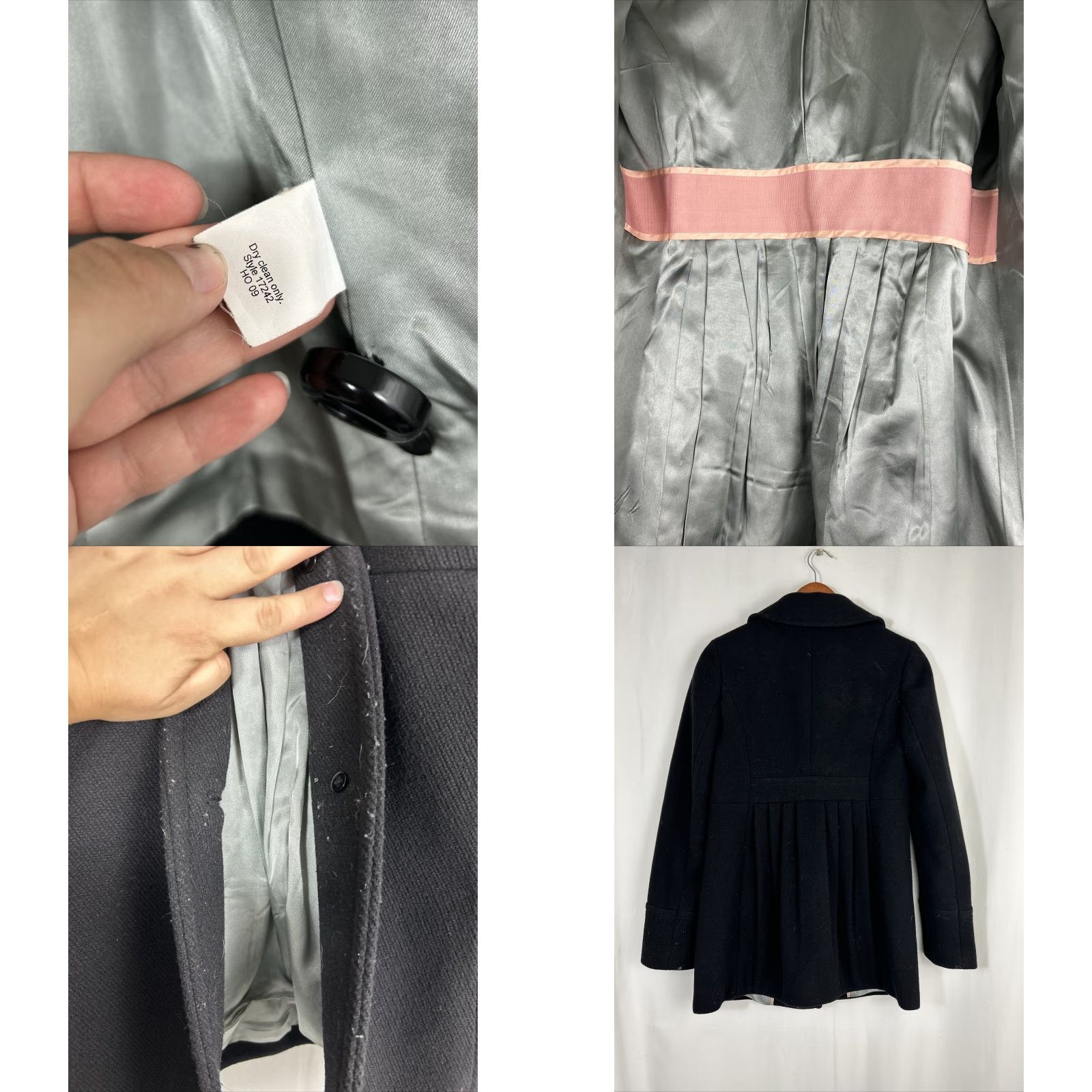 J.Crew J Crew Womens Size 0 Black Wool Dress Lined Pea Coat Knee Length Coat Womens 0 Black Wool Pea Coat Lined Dress Knee Length Size XS / US 0-2 / IT 36-38 - 9 Thumbnail