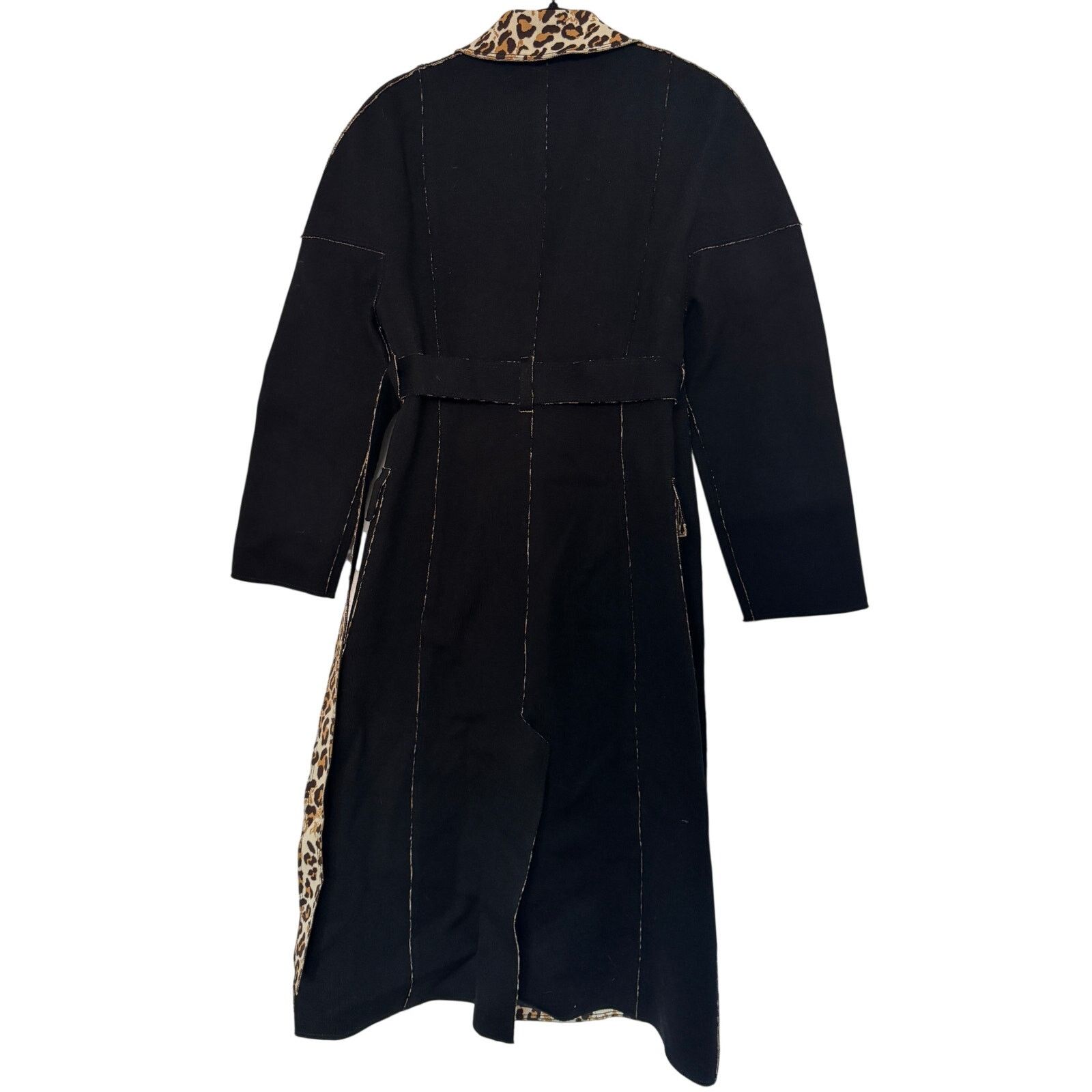 St. John St. John Black/Leopard Print Drop Shoulder Reversible Coat Size S / US 4 / IT 40 - 2 Thumbnail