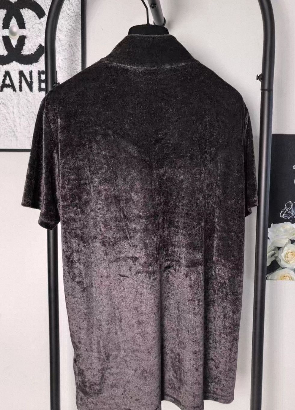 Dior Black Velvet HalfZip Short Sleeve Dior Shirt-2506 Size US M / EU 48-50 / 2 - 2 Thumbnail