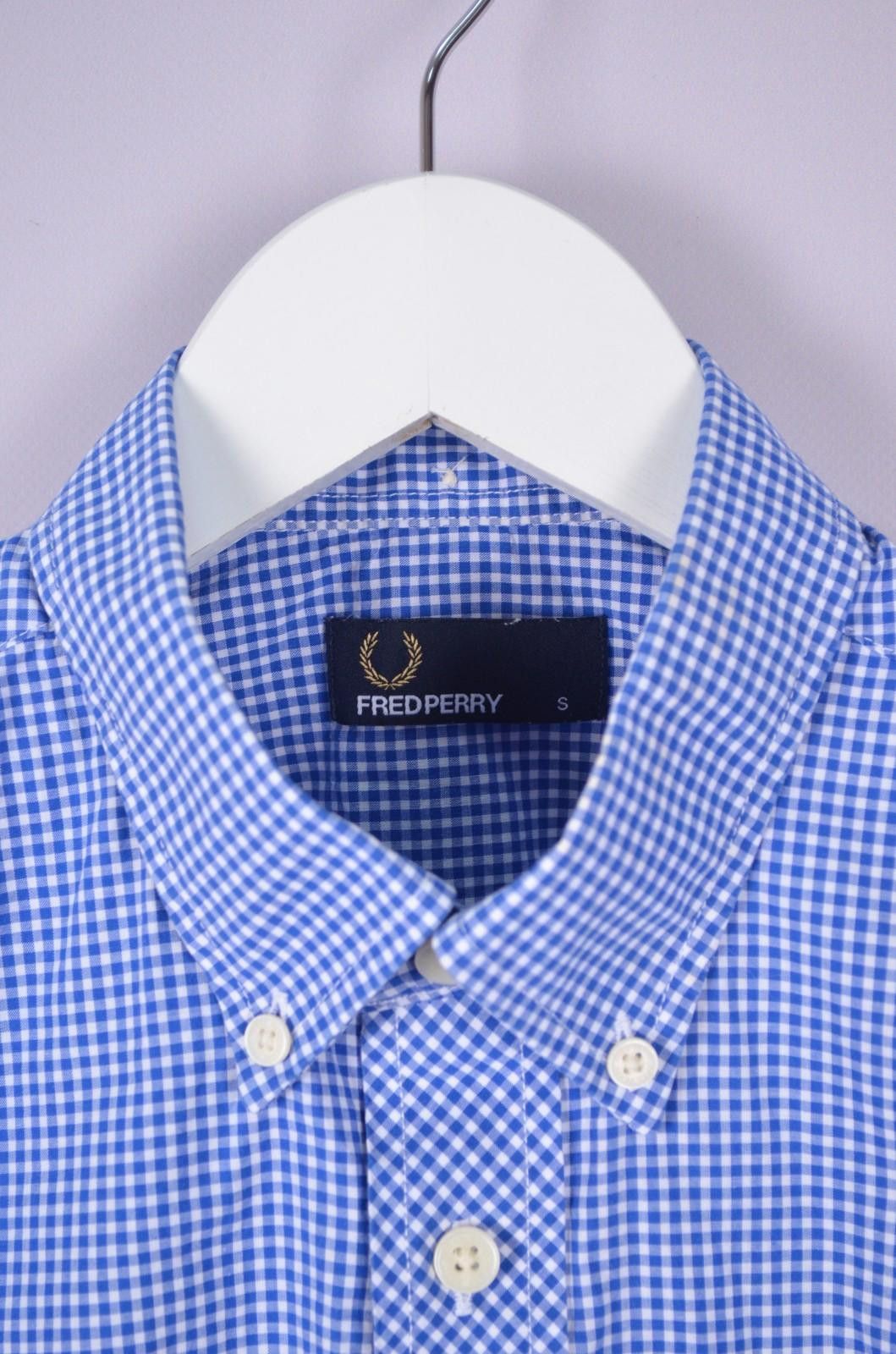 Fred Perry Mens Fred Perry Check White Blue Short Sleeve Shirt Size S Size US S / EU 44-46 / 1 - 4 Thumbnail