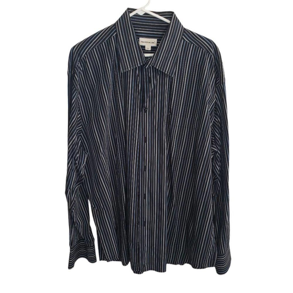 Pronto Uomo CT406 Pronto Uomo Blue, Black & Gray Striped Dress Shirt XXL |  Grailed