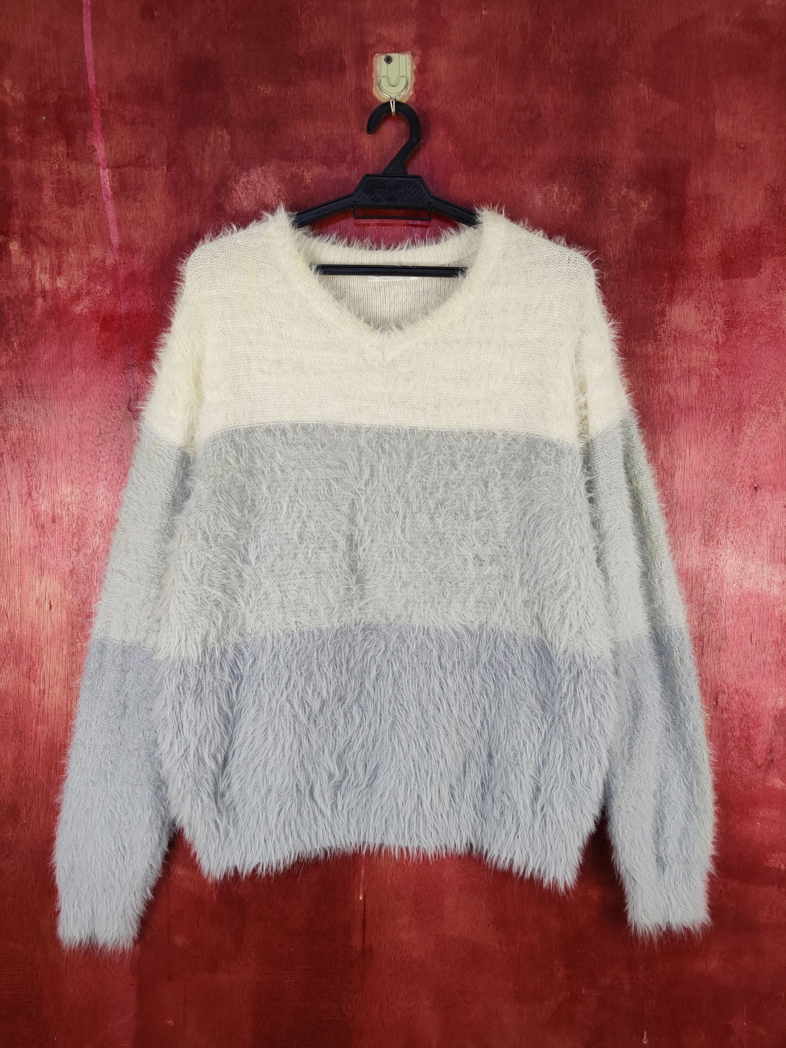 Homespun Knitwear Healthy Karen Blue Shag Shaggy Fur Mohair Knitwear #S2279 Size L / US 10 / IT 46 - 1 Thumbnail