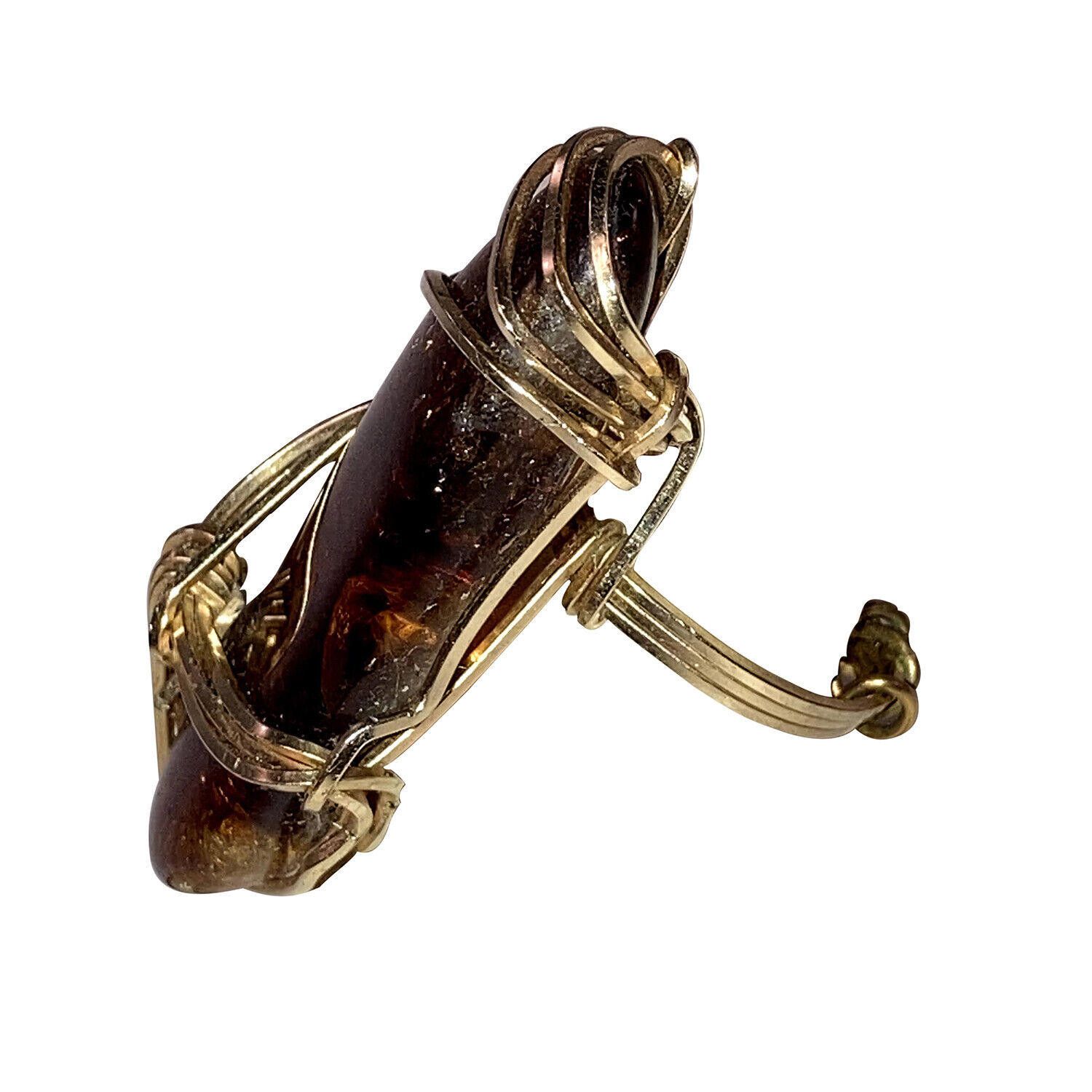 Handmade Hand Made Gold Filled Tumbled Honey Citrine Cocktail Ring Size ONE SIZE - 3 Thumbnail