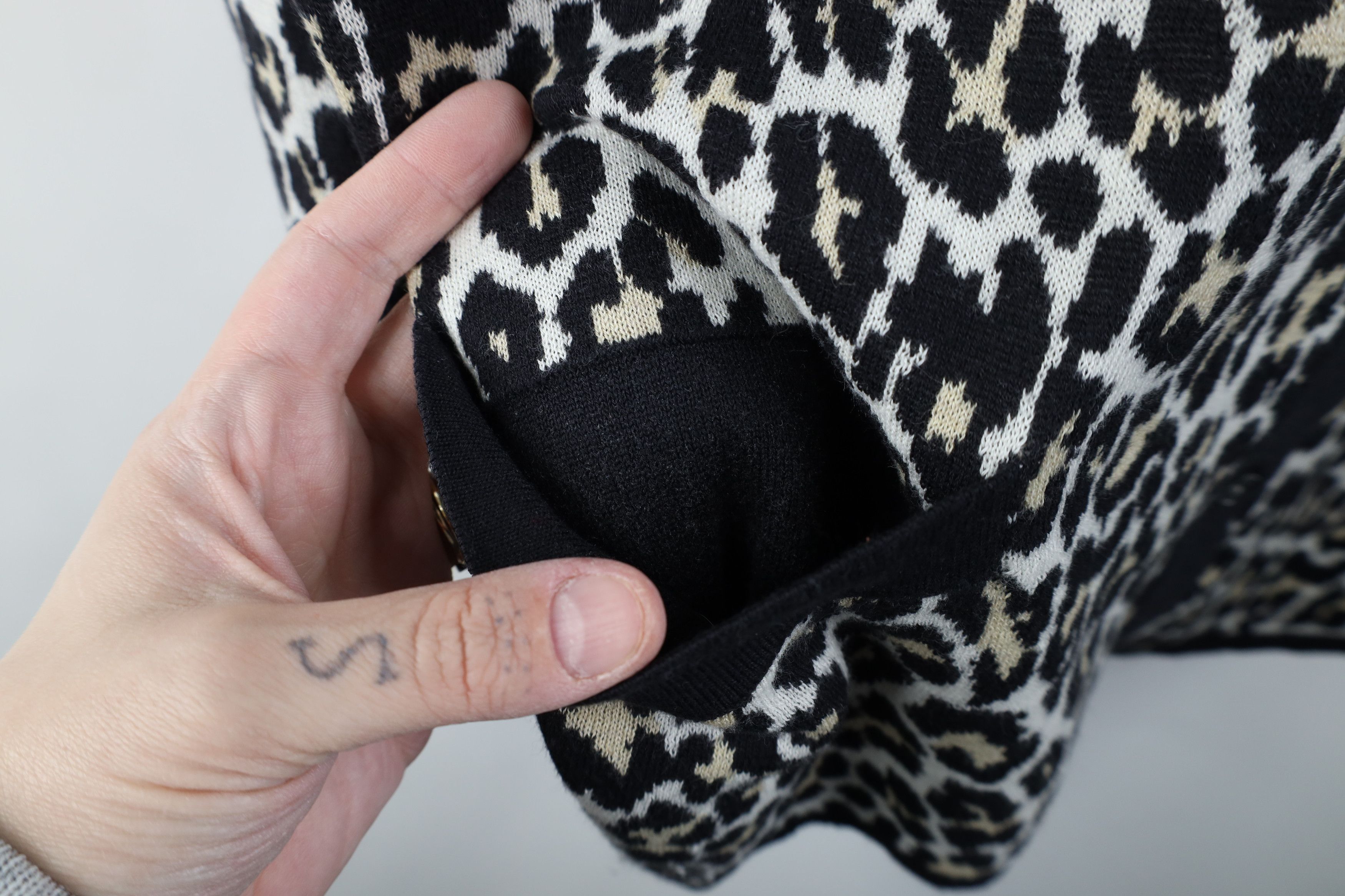 Vintage Lands End Leopard Cheetah Knit Cardigan Sweater