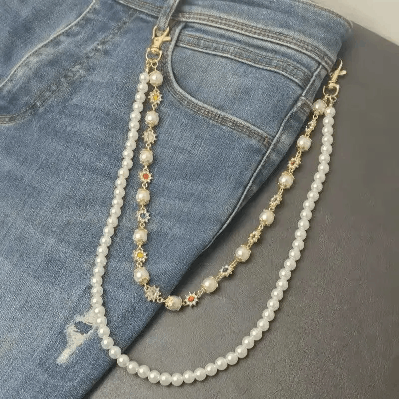 Other Ingemark Simple Imitation Pearl Rhinestone Waist Chain Pant Size ONE SIZE - 6 Thumbnail