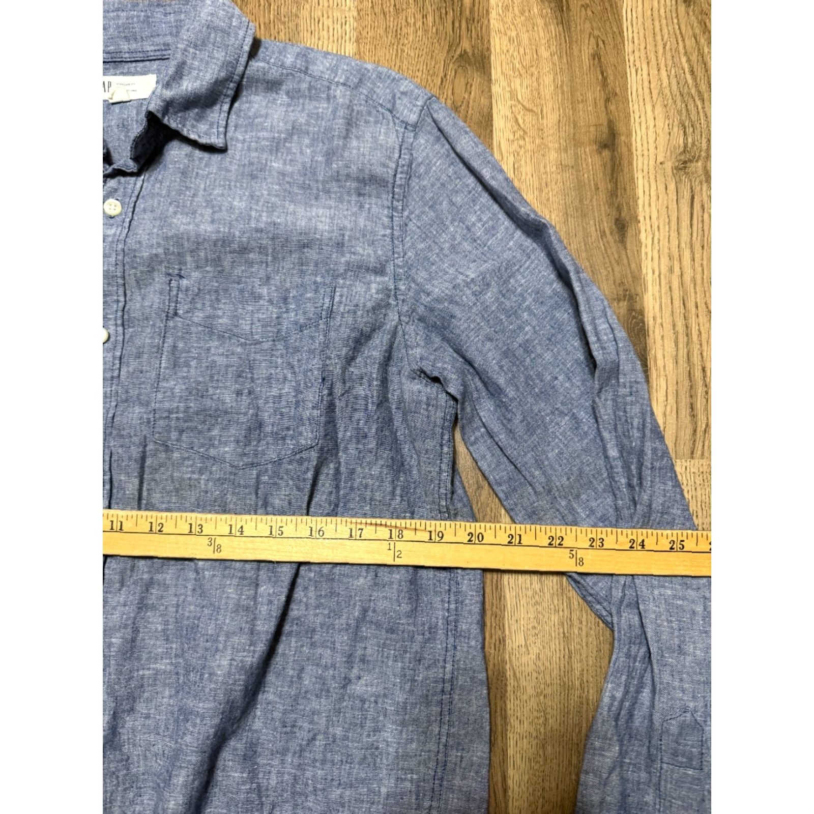 Gap GAP Shirt Men's Medium Blue Long Sleeve Button Up Standard Fit Linen Blend Size US M / EU 48-50 / 2 - 6 Thumbnail