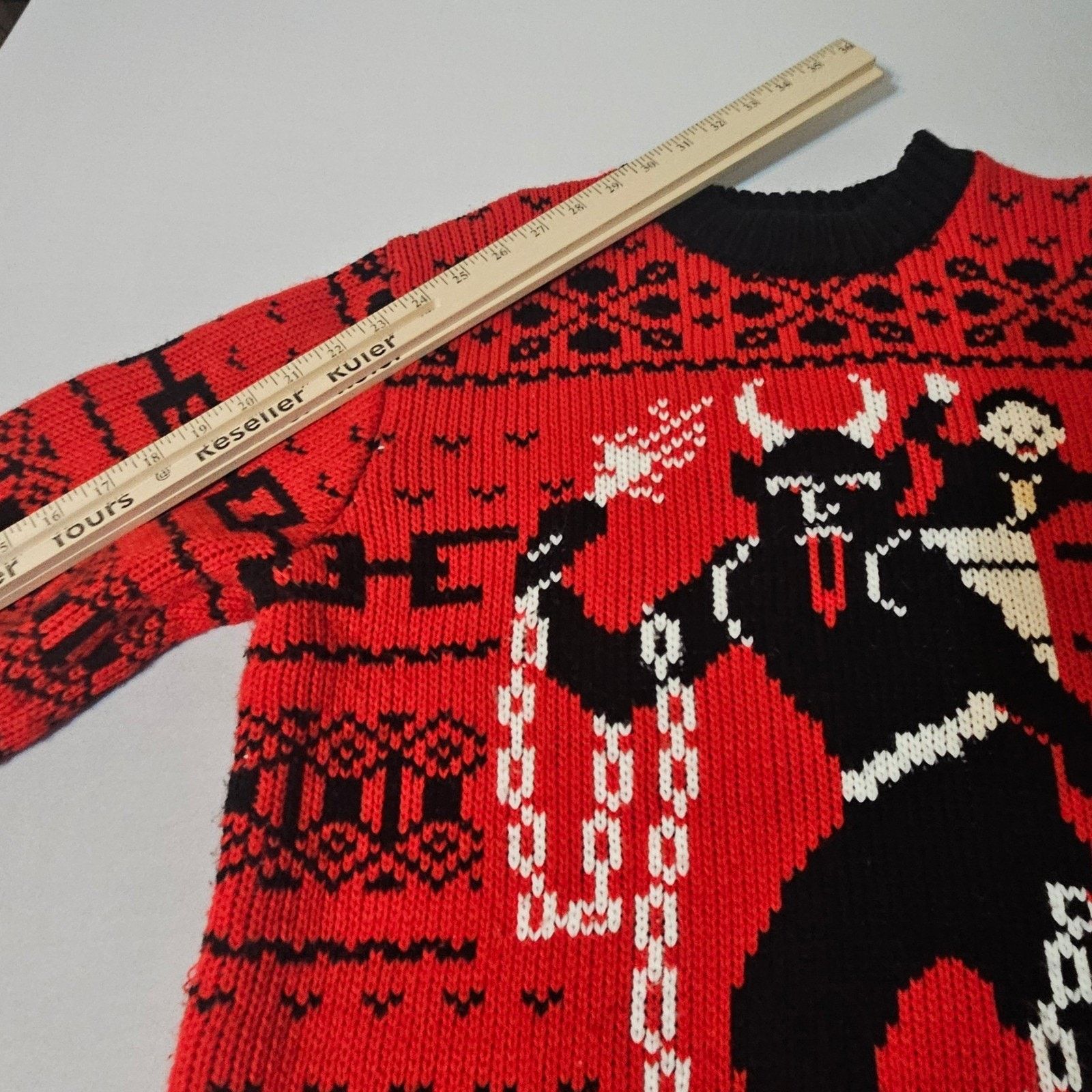 Unconditional Middle of Beyond MOB Red Black Krampus Christmas Sweater M Size US M / EU 48-50 / 2 - 5 Thumbnail