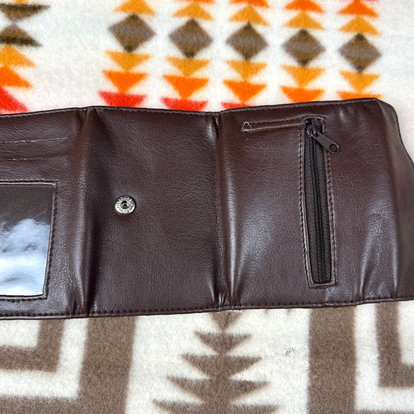 Vintage Unbranded Wallet Mens Leather Tri Fold Snap Brown Size ONE SIZE - 4 Thumbnail