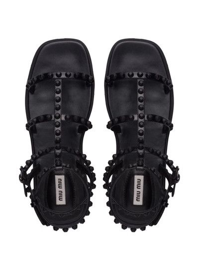 Miu Miu o1la1rc1a0724 Flat Sandals in Black Size US 9 / IT 39 - 4 Thumbnail