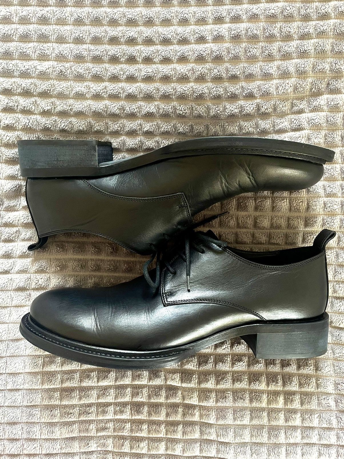Ann Demeulemeester Black Calf Skin Leather Heel Derbies 43