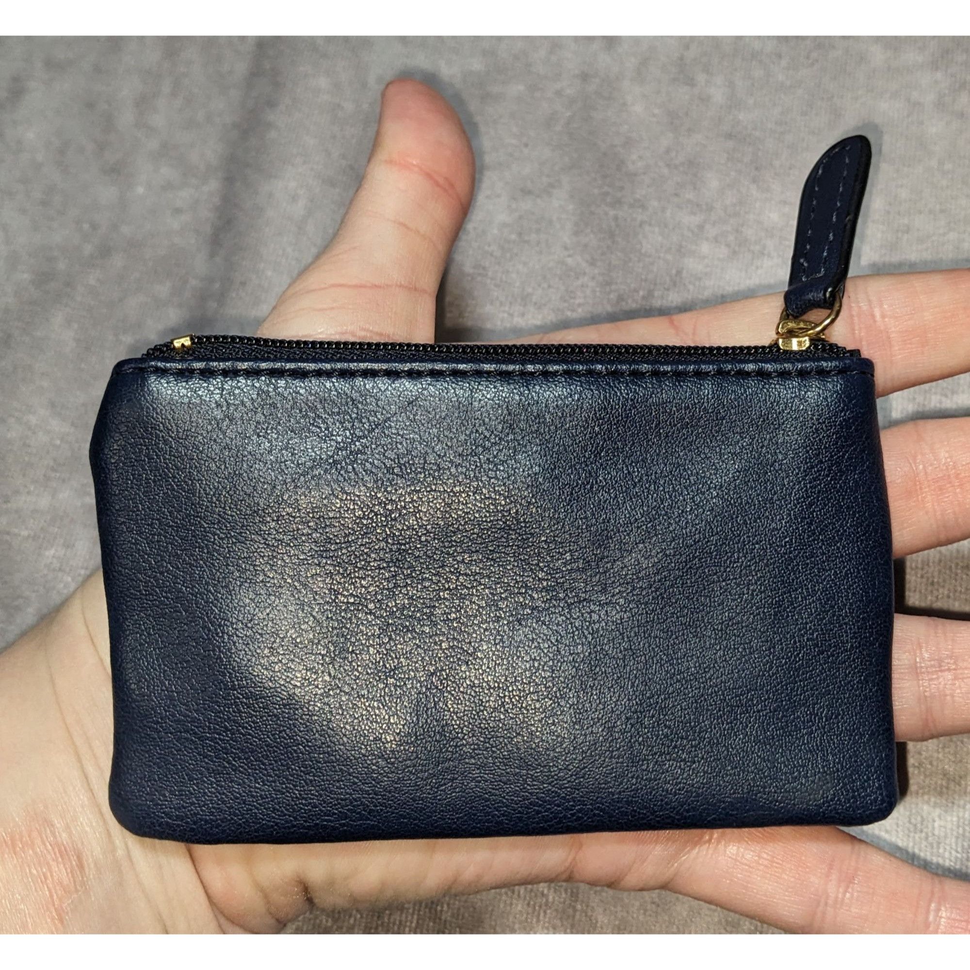Giani Bernini Giani Bernini Navy Blue Leather-Look Coin Purse With Gold-To Size ONE SIZE - 3 Thumbnail