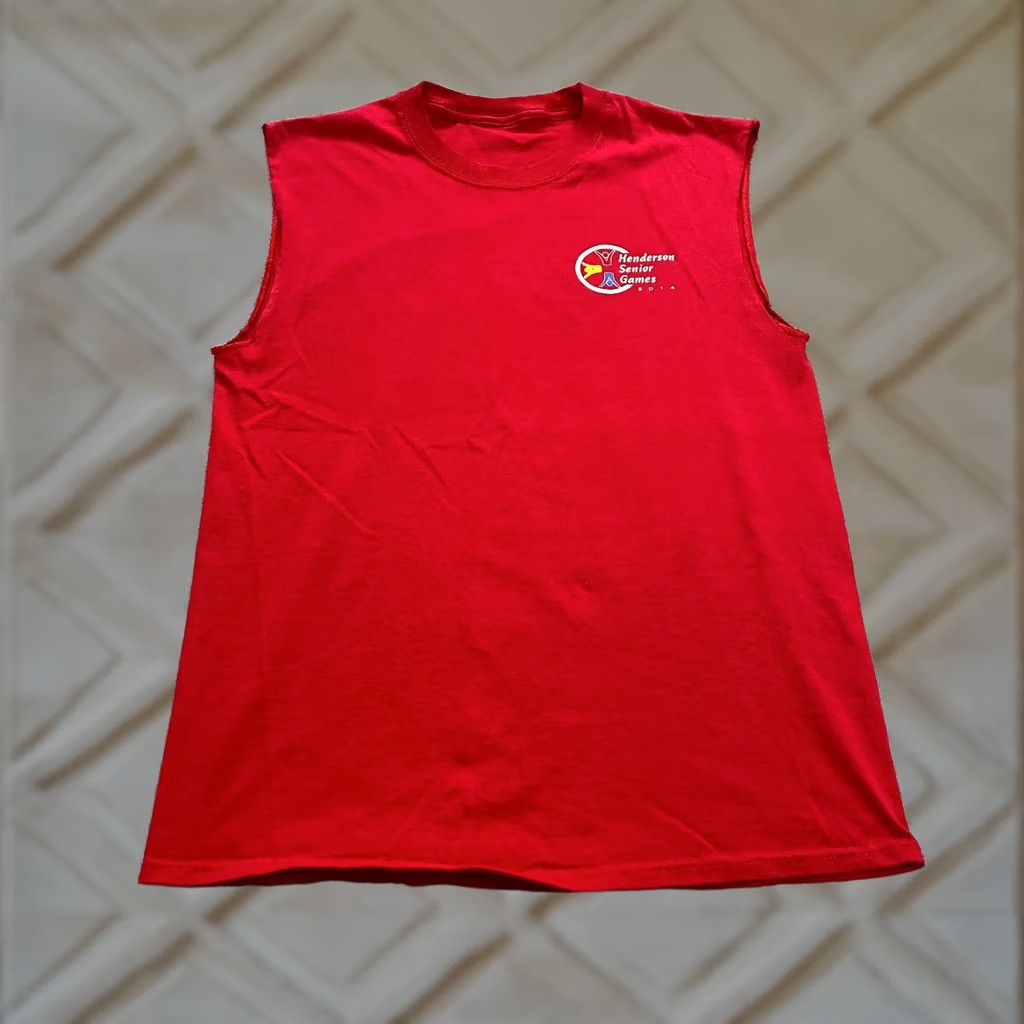Henderson VINTAGE Unbranded Shirt Adult Small red Cut Off Sleeves Tank Henderson Senior Games Logo Size S / US 4 / IT 40 - 1 Thumbnail