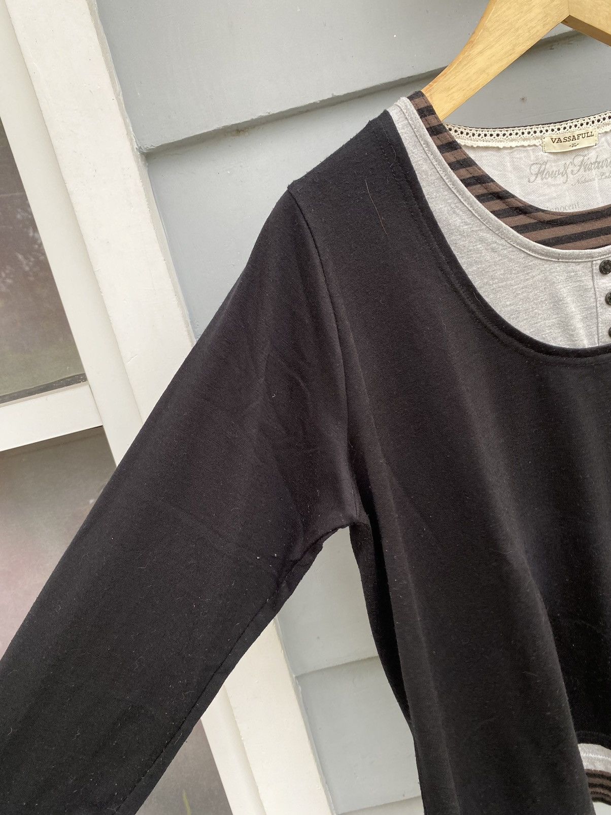 If Six Was Nine Vassafull Tripple Layer Stripes Nature Label Longsleeve Size XXL / US 16-18 / IT 52-54 - 3 Thumbnail