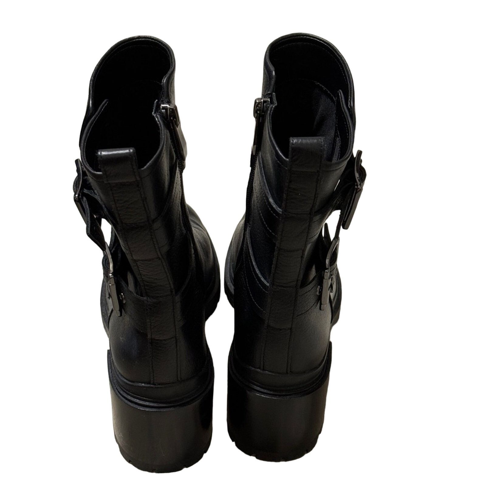Other Trina Leather Moto Buckle Block Heel Boots Black Size 8 Size US 8 / IT 38 - 4 Thumbnail