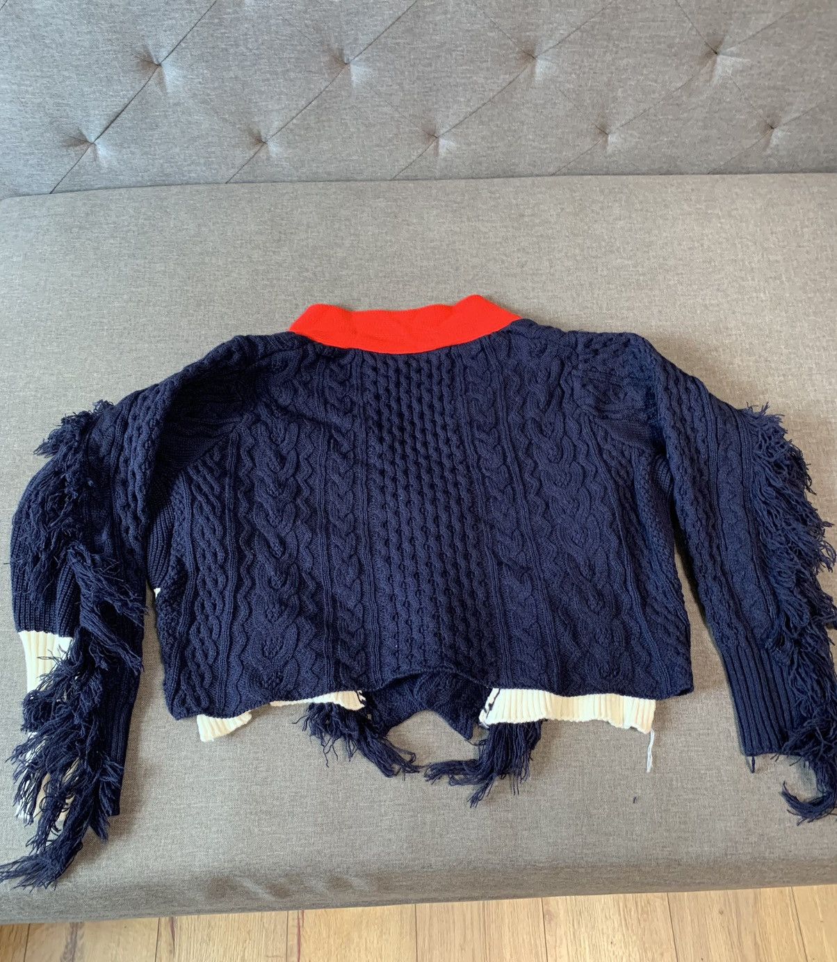Sacai Sacai distressed cable knit crop sweater Size ONE SIZE - 8 Thumbnail