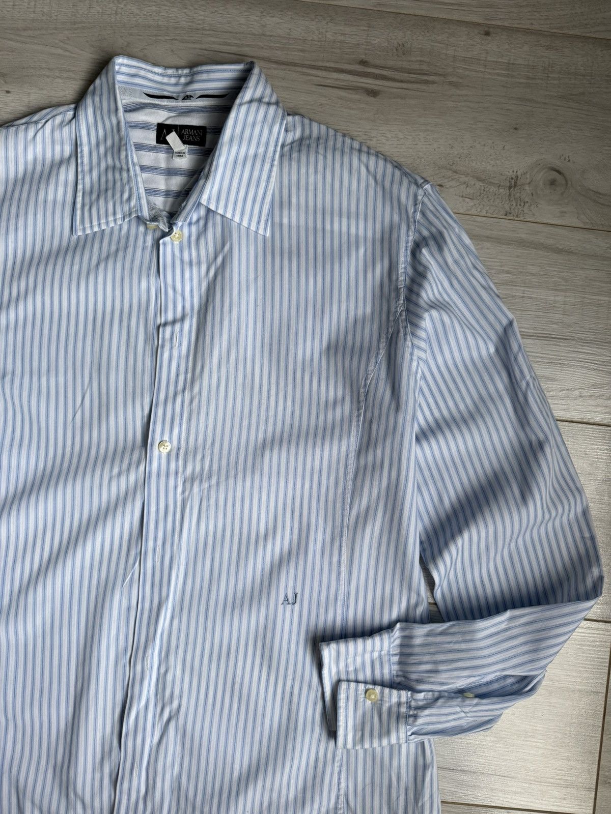 Armani Vintage Armani striped Shirt Size US XL / EU 56 / 4 - 1 Thumbnail