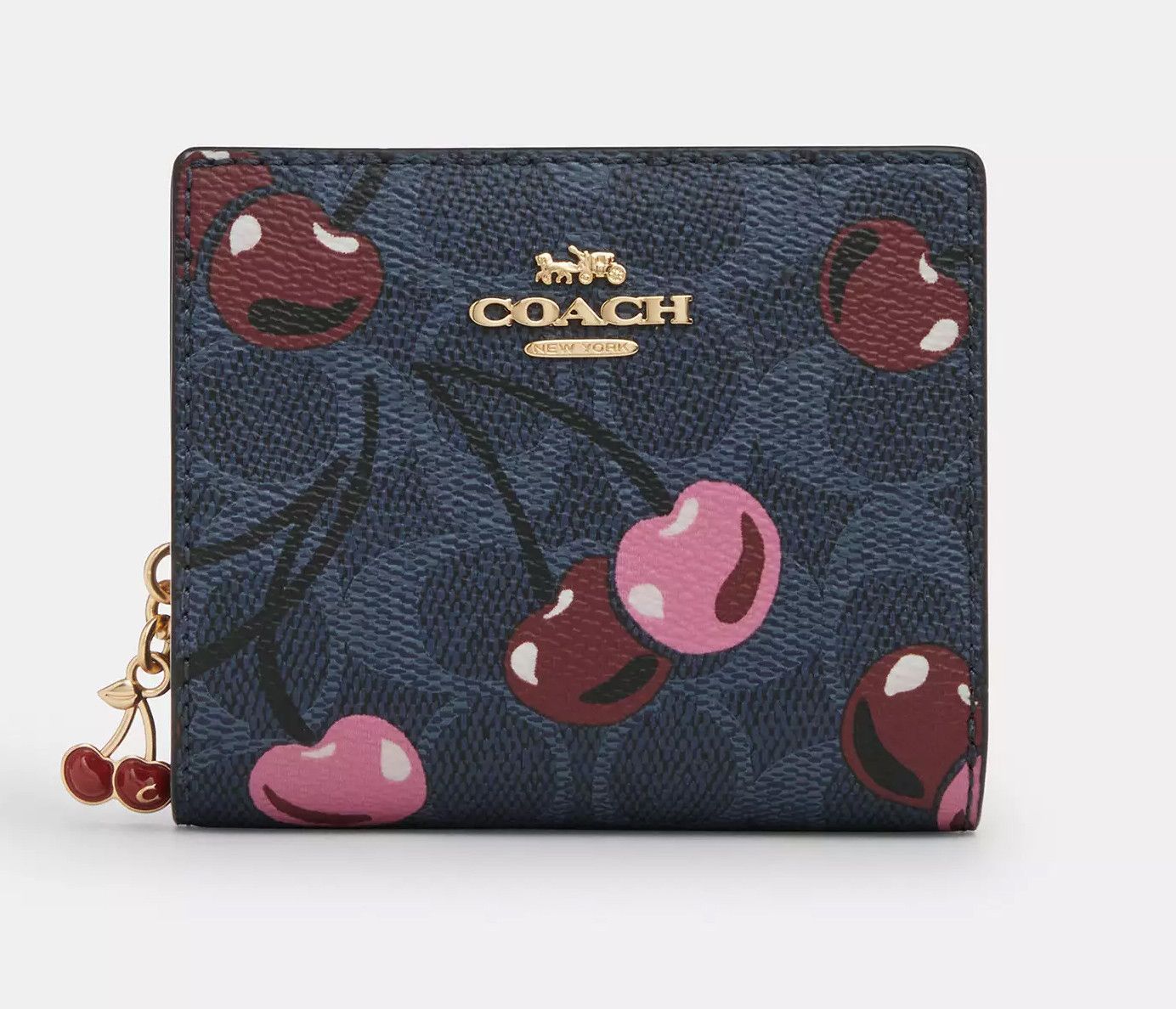 Coach 🍒 Snap Wallet In Signature Canvas With Cherry Print CZ347 Size ONE SIZE - 8 Thumbnail