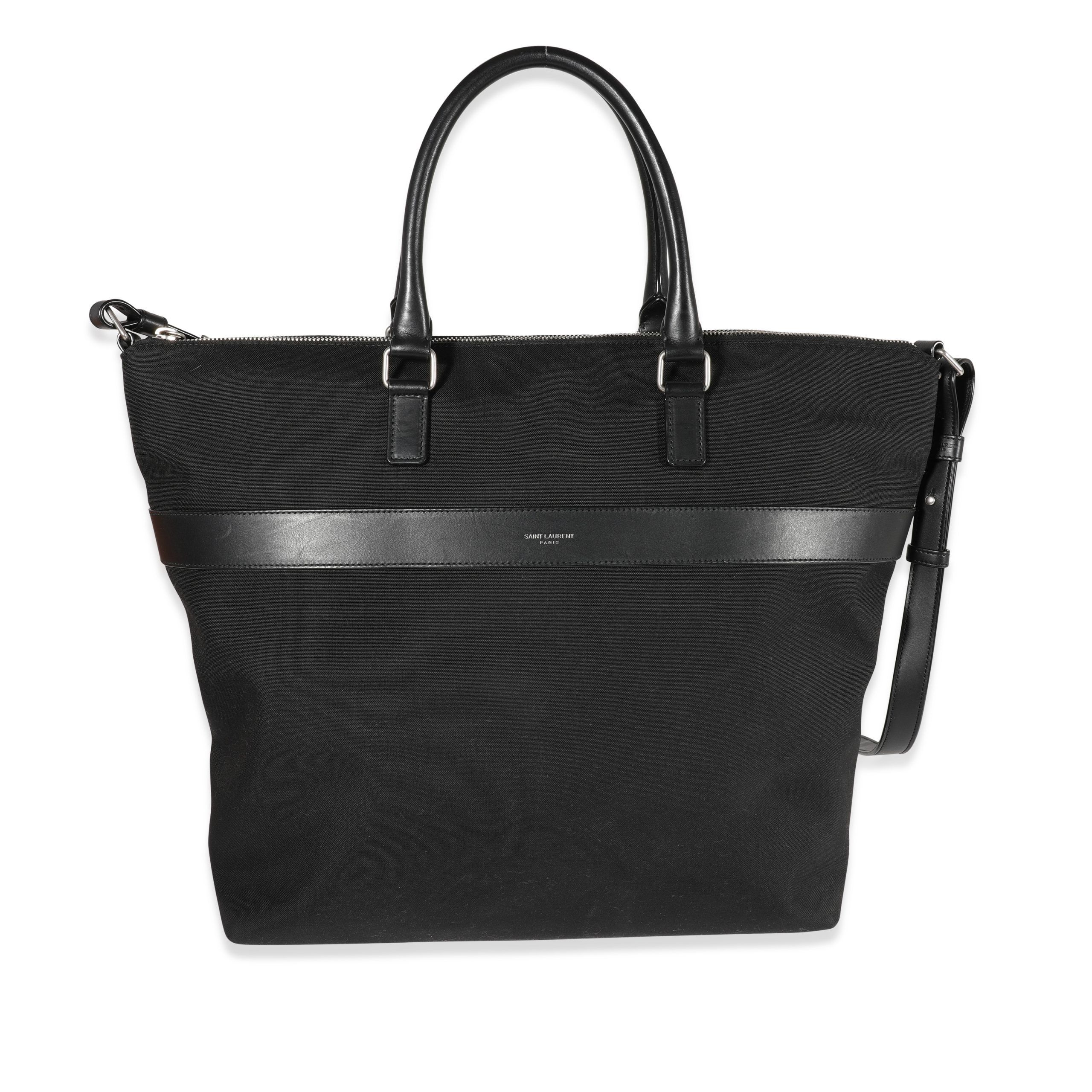 Yves Saint Laurent Black Canvas & Leather Tote
