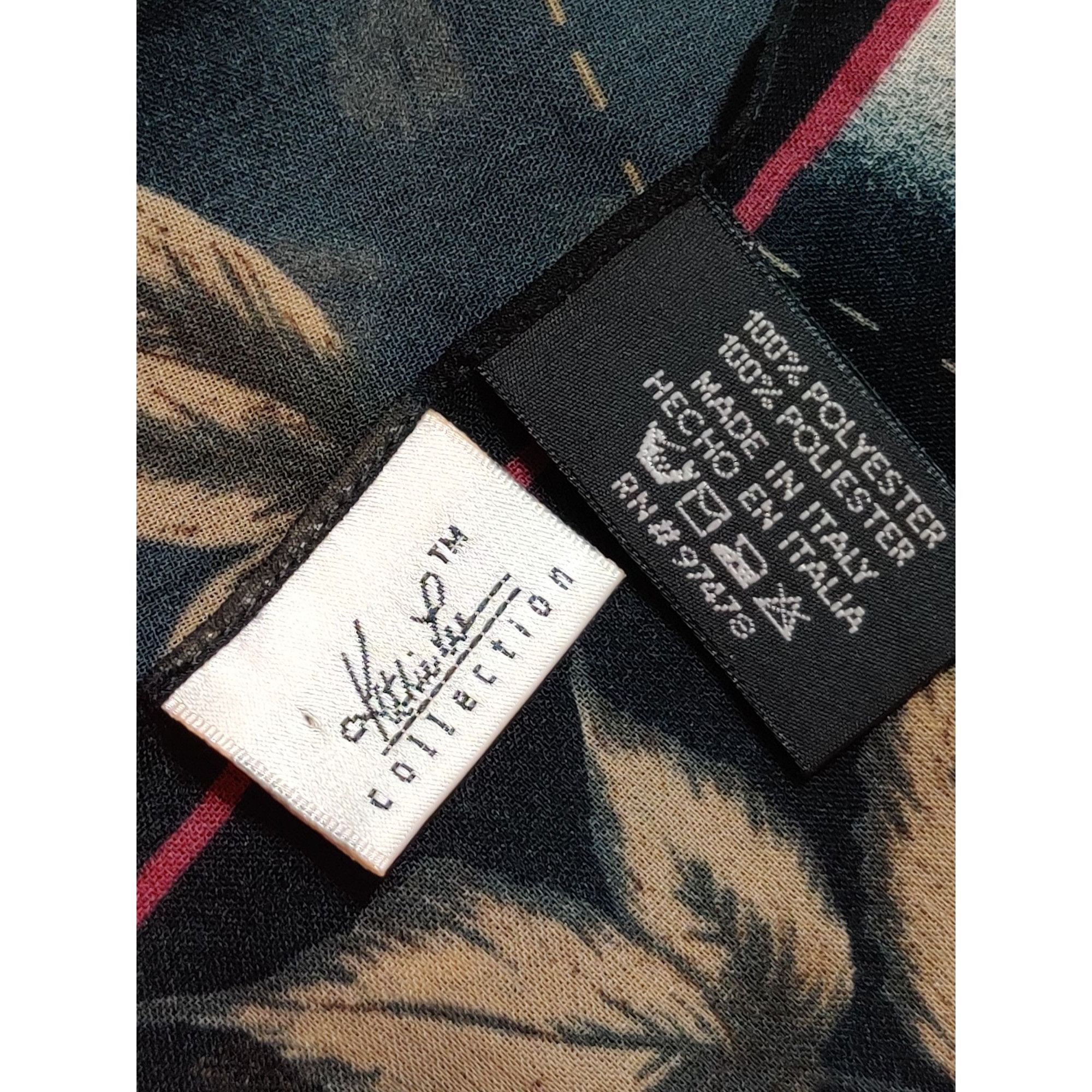 Vintage Kathie Lee Womens Scarf Vintage Black Botanical Leaf Print S Size ONE SIZE - 6 Thumbnail