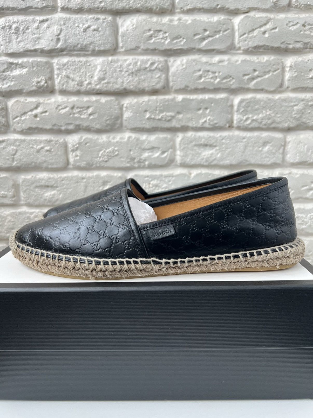 Gucci Gucci GG Monogram Black Leather Espadrilles Shoes Size US 8 / EU 41 - 3 Thumbnail