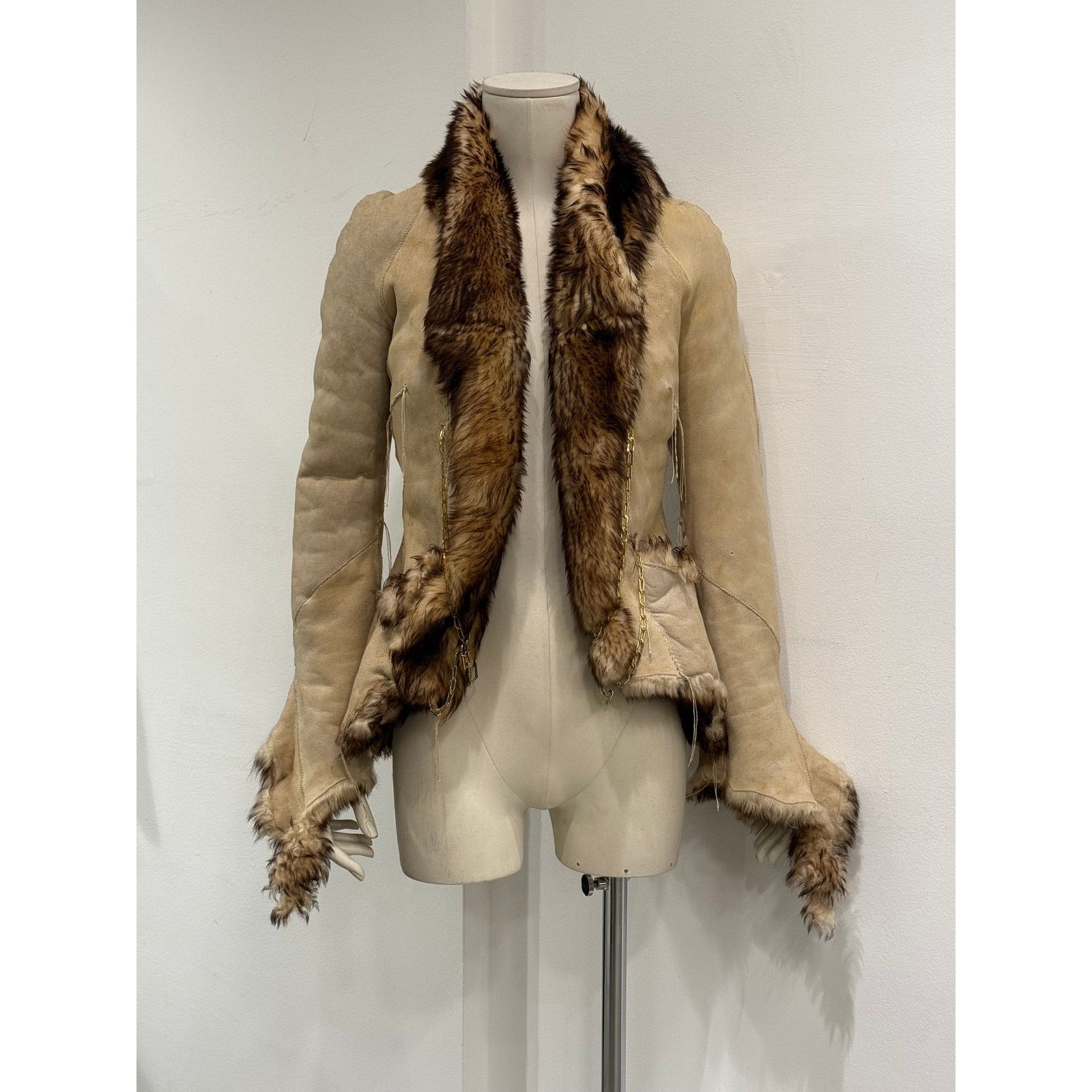 Roberto Cavalli 2000s Roberto Cavalli Shearling leather jacket with chains Size M / US 6-8 / IT 42-44 - 1 Thumbnail