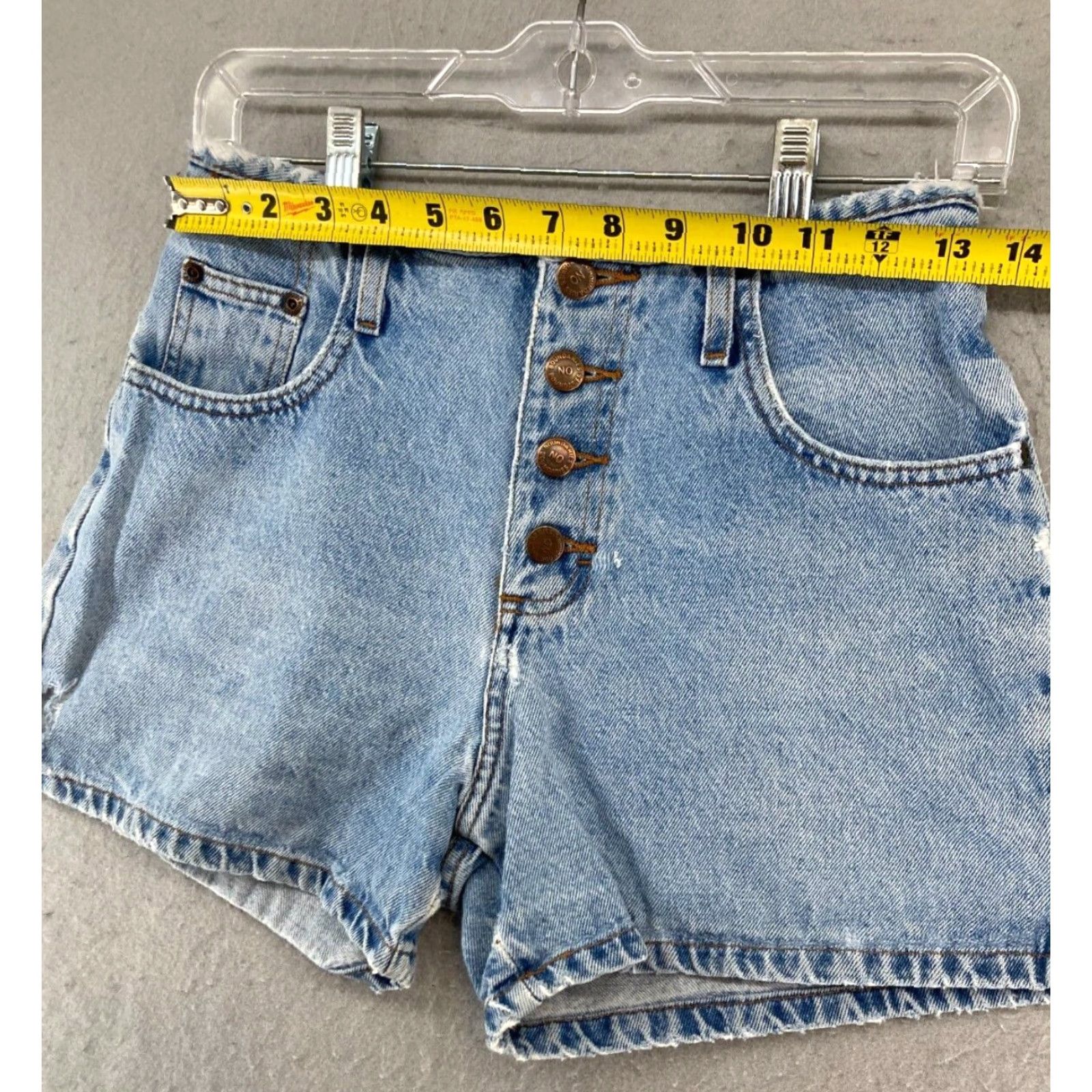 Vintage No Boundaries Womens Jean Shorts 5 Vintage Y2K Button Fly Hi Rise Distressed Size 27" / US 4 / IT 40 - 2 Thumbnail