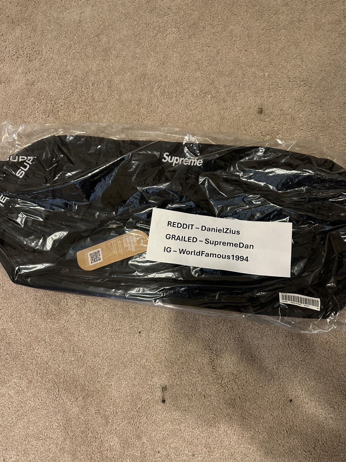 Supreme Supreme Duffle Bag 'Black' Size ONE SIZE - 4 Thumbnail