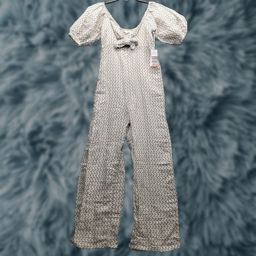 Billabong Billabong Jumpsuit Womens M Multicolor Polka Dot Linen Balloon Sleeve 58" Outseam Casual 27" Inseam Navy? Size 32" / US 10 / IT 46 - 1 Thumbnail