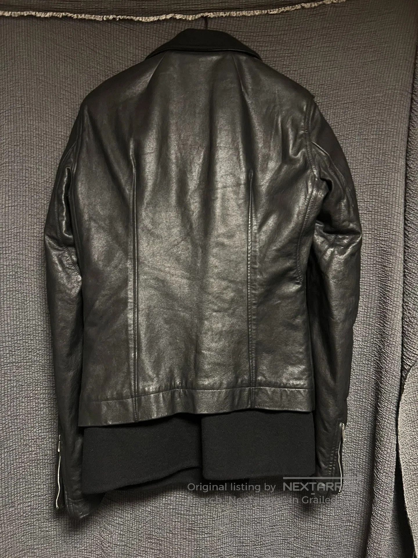Rick Owens Rick Owens Leather Jacket with Asymmetrical Zip. Size US L / EU 52-54 / 3 - 5 Thumbnail