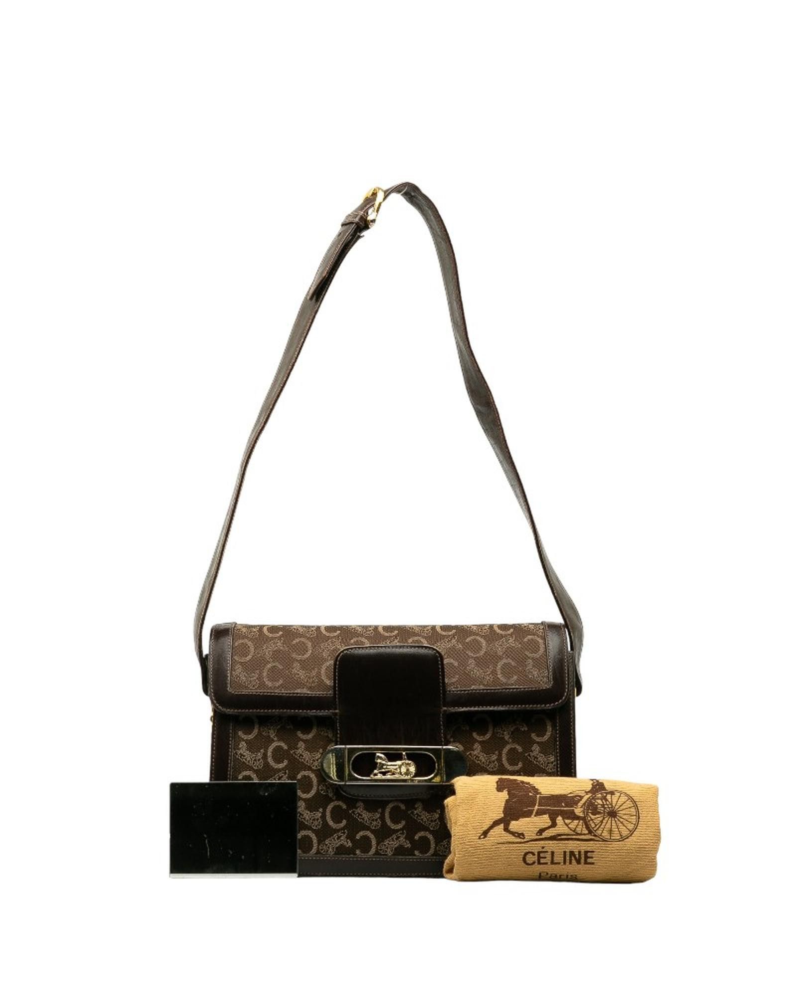 image of Brown Celine Canvas Shoulder Bag - Ab Condition, Women's
