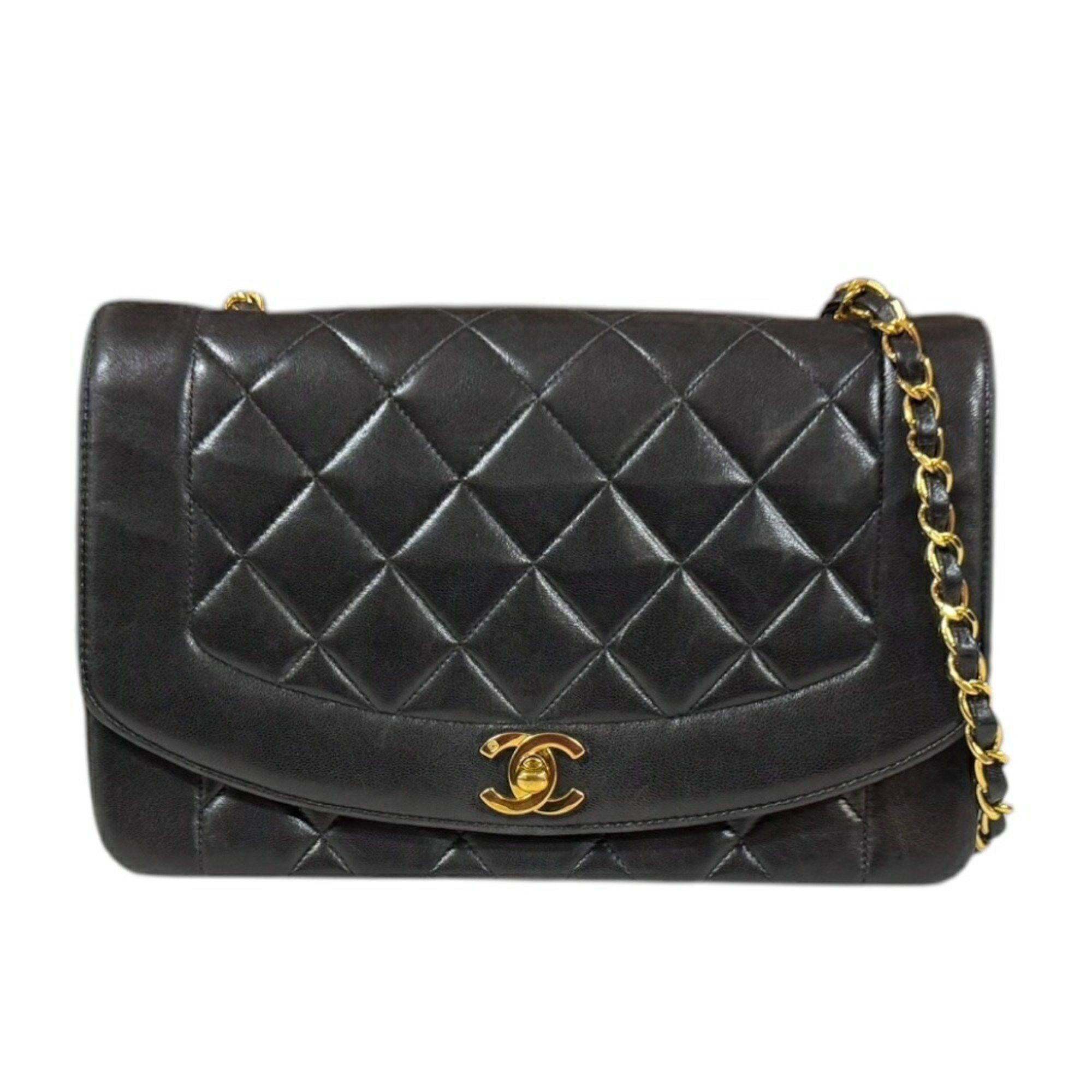 Chanel Diana Matelasse Shoulder Bag Lambskin A01165 Black Women's Chanel Chain