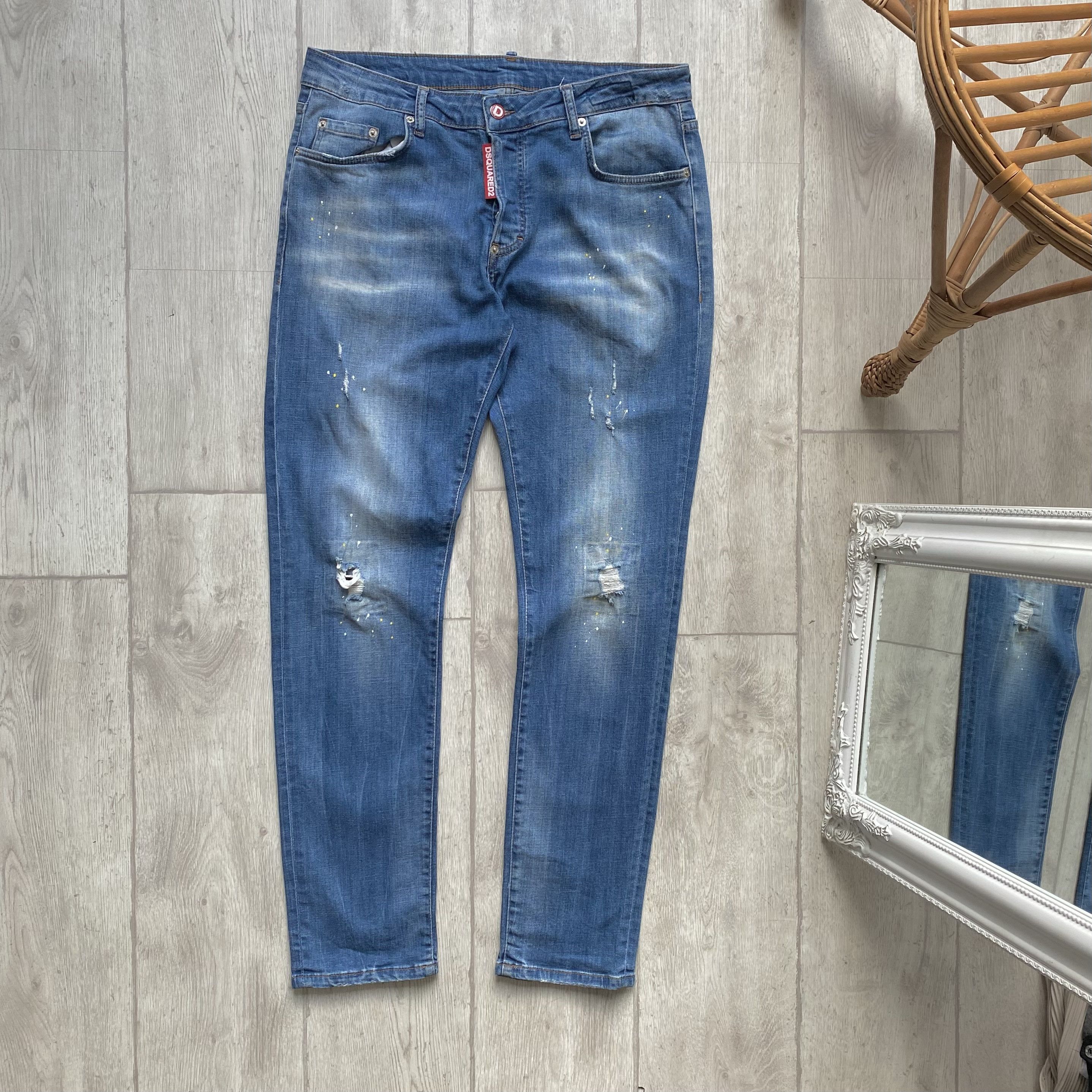 Dsquared2 👖 Dsquared2 Jeans Distressed Paint Slim Fit pants denim Size US 34 / EU 50 - 1 Thumbnail