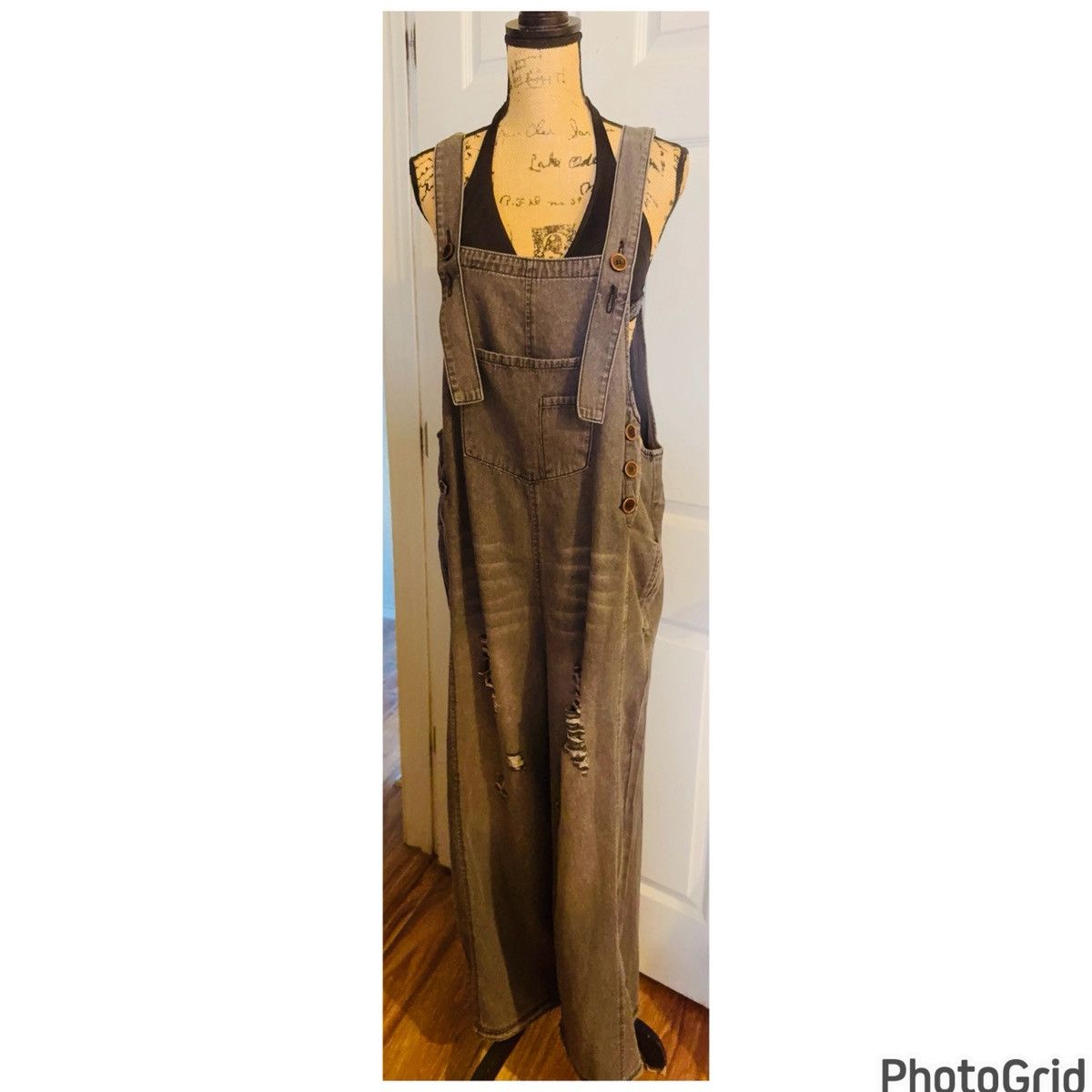 Anthropologie Anthropologie Easel Distressed Wide Leg Overalls Size 27" / US 4 / IT 40 - 2 Thumbnail