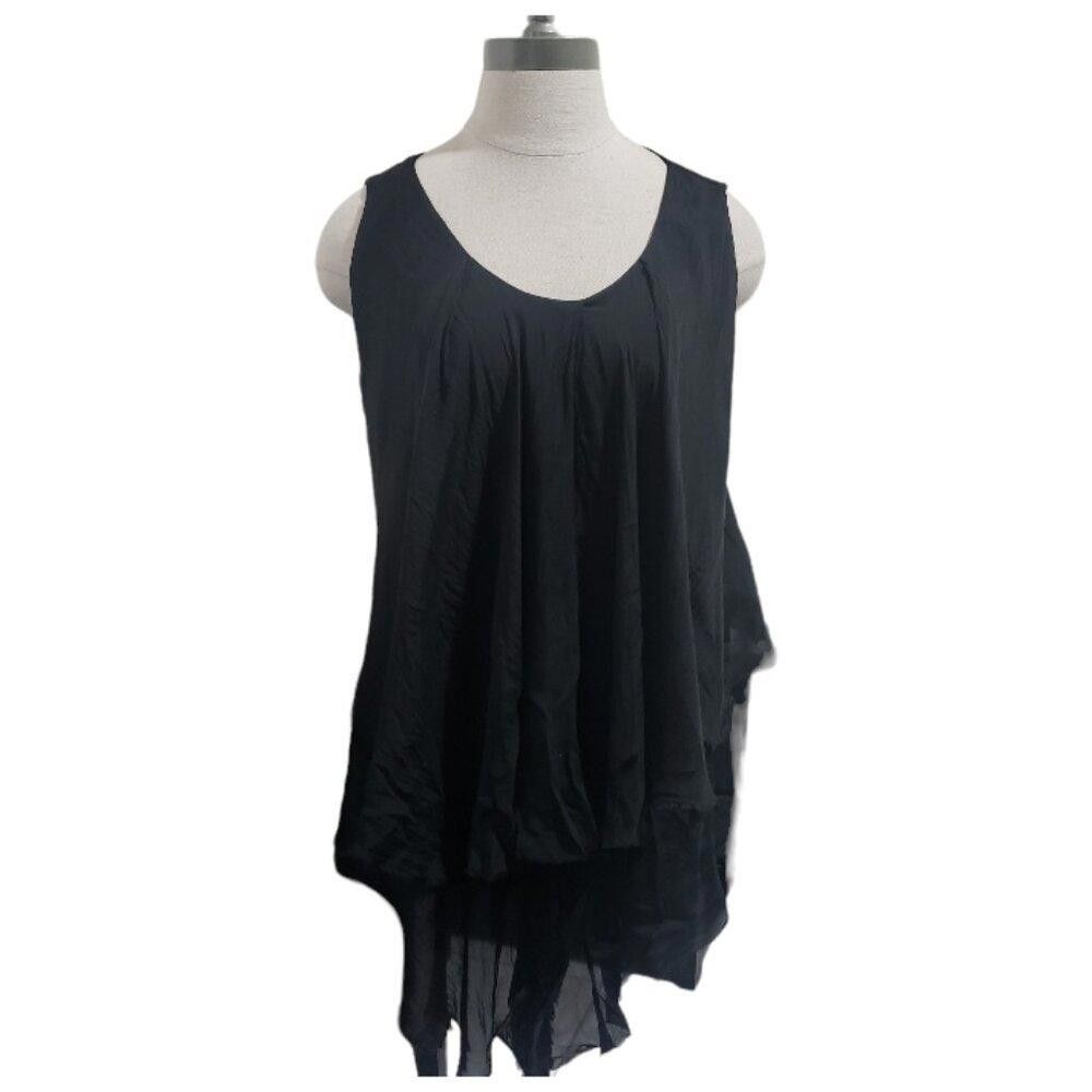 Designer CT1673 Tina Stephens Black Layered Sleeveless Blouse Size S / US 4 / IT 40 - 1 Thumbnail