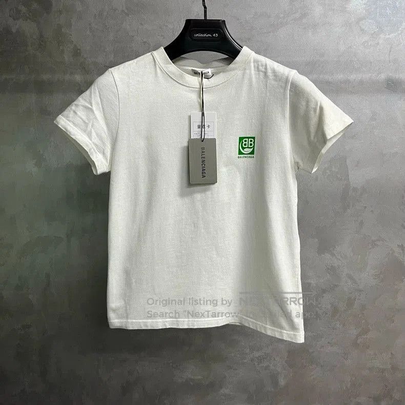 Balenciaga White Logo Print Casual Tee.