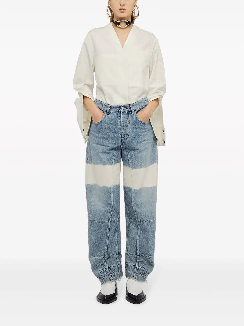 Jil Sander o1mt1gz0426 Denim Pant in Blue/White Size 34" / US 12 / IT 48 - 2 Thumbnail