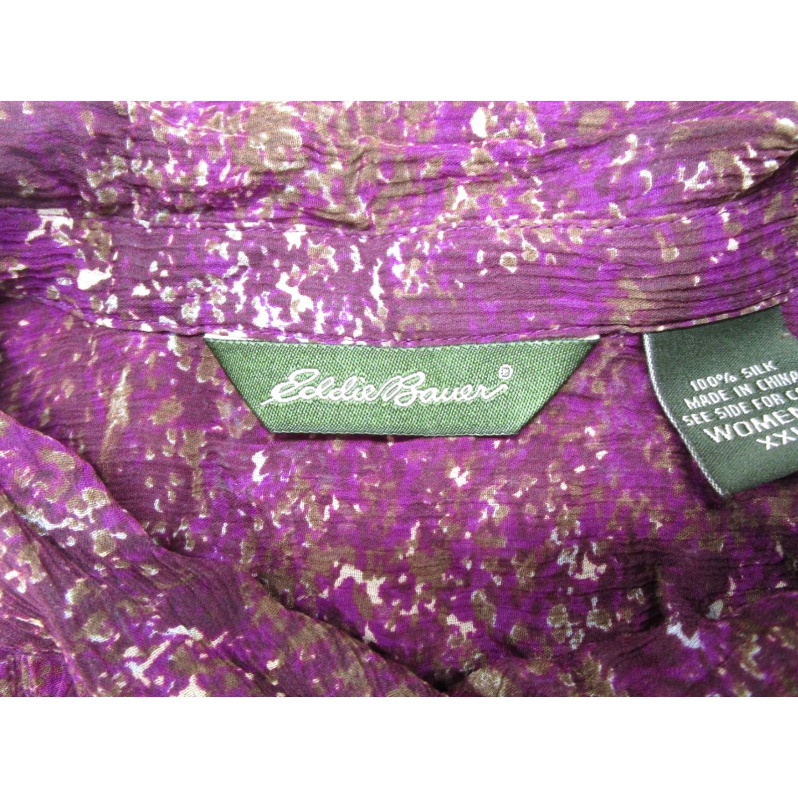 Eddie Bauer Eddie Bauer Women’s Silk Floral Shirt 2XL Button Down Long Sleeve Lightweight Size XXL / US 16-18 / IT 52-54 - 3 Thumbnail