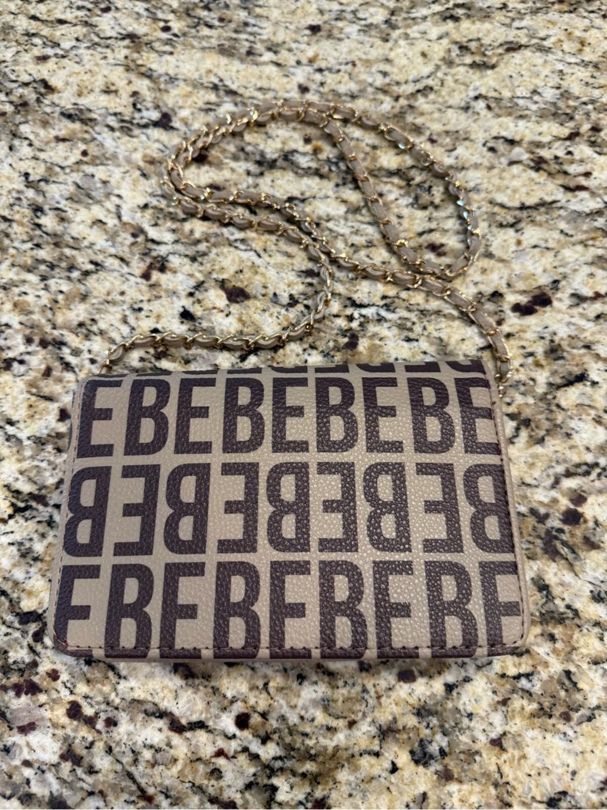 United Colors Of Benetton Bebe logo mini shoulder bag in tan black zips card slots Size ONE SIZE - 5 Thumbnail