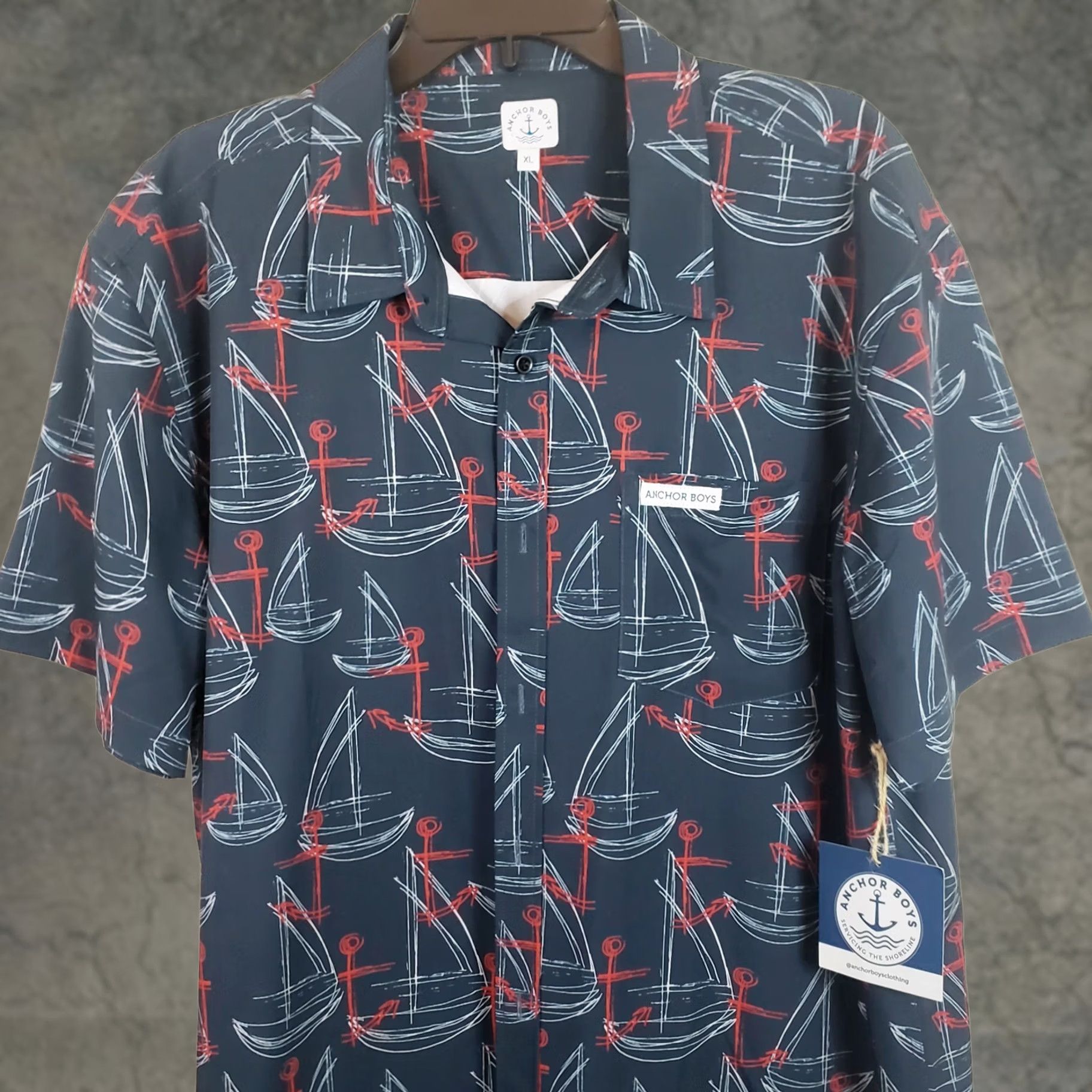 Vintage Anchor Boys Nautical Shirt Mens XL Blue Short Sleeve Casual Button Camp Hawaiian Size US XL / EU 56 / 4 - 1 Thumbnail