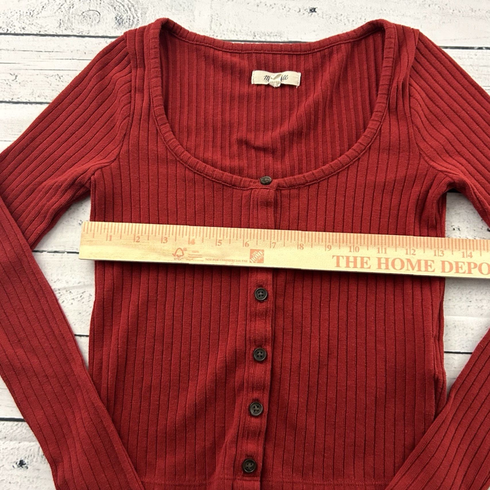 Madewell Madewell Long Sleeve Ribbed Top Women's XS Red Shirt Size XS / US 0-2 / IT 36-38 - 4 Thumbnail