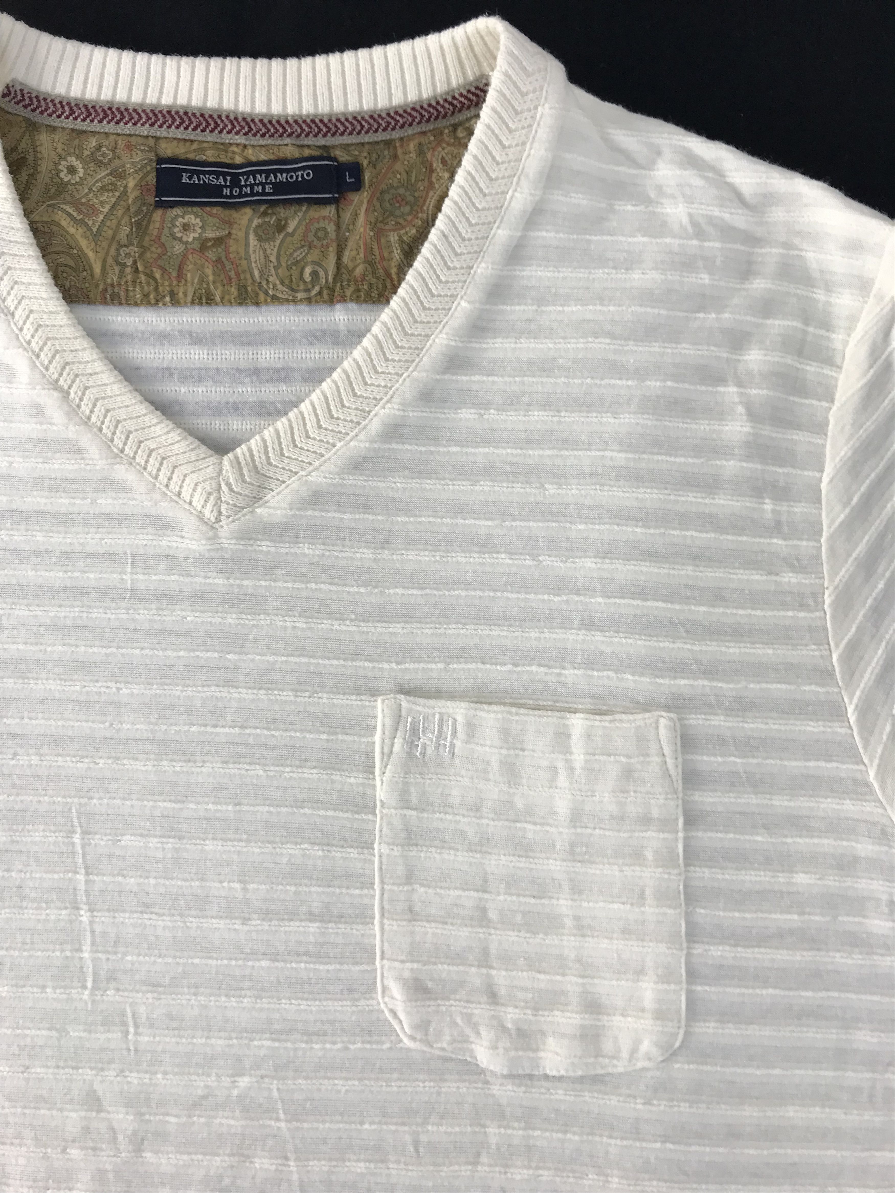 Japanese Brand Kansai Yamamoto Homme V Neck Single Pocket Tee Size US M / EU 48-50 / 2 - 4 Thumbnail