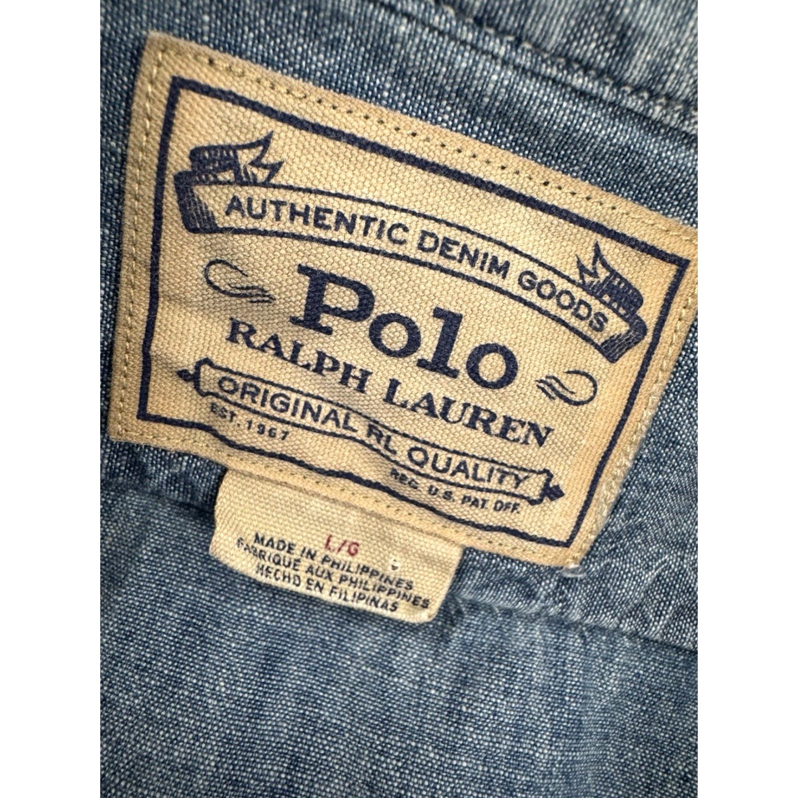 Polo Ralph Lauren POLO RALPH LAUREN Chambray Lightweight Denim Feel Shirt L Long Sleeve Button-Up Men Blue Size US L / EU 52-54 / 3 - 5 Thumbnail